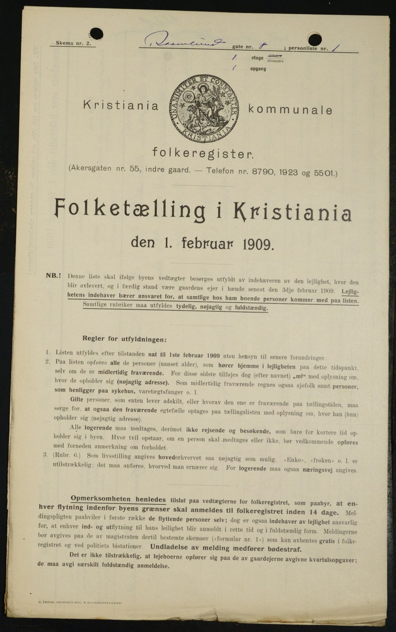 OBA, Municipal Census 1909 for Kristiania, 1909, p. 76290