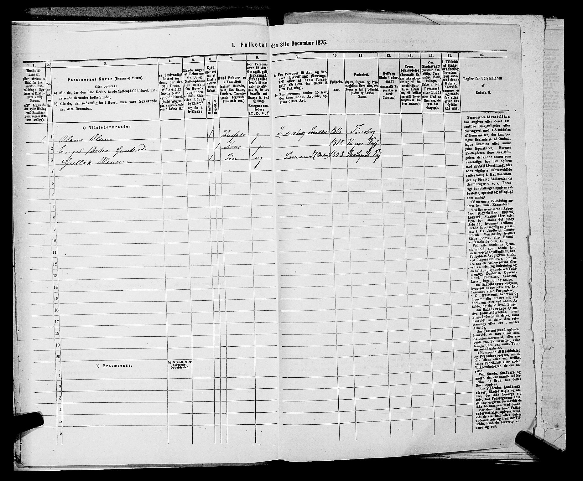 SAKO, 1875 census for 0720P Stokke, 1875, p. 292