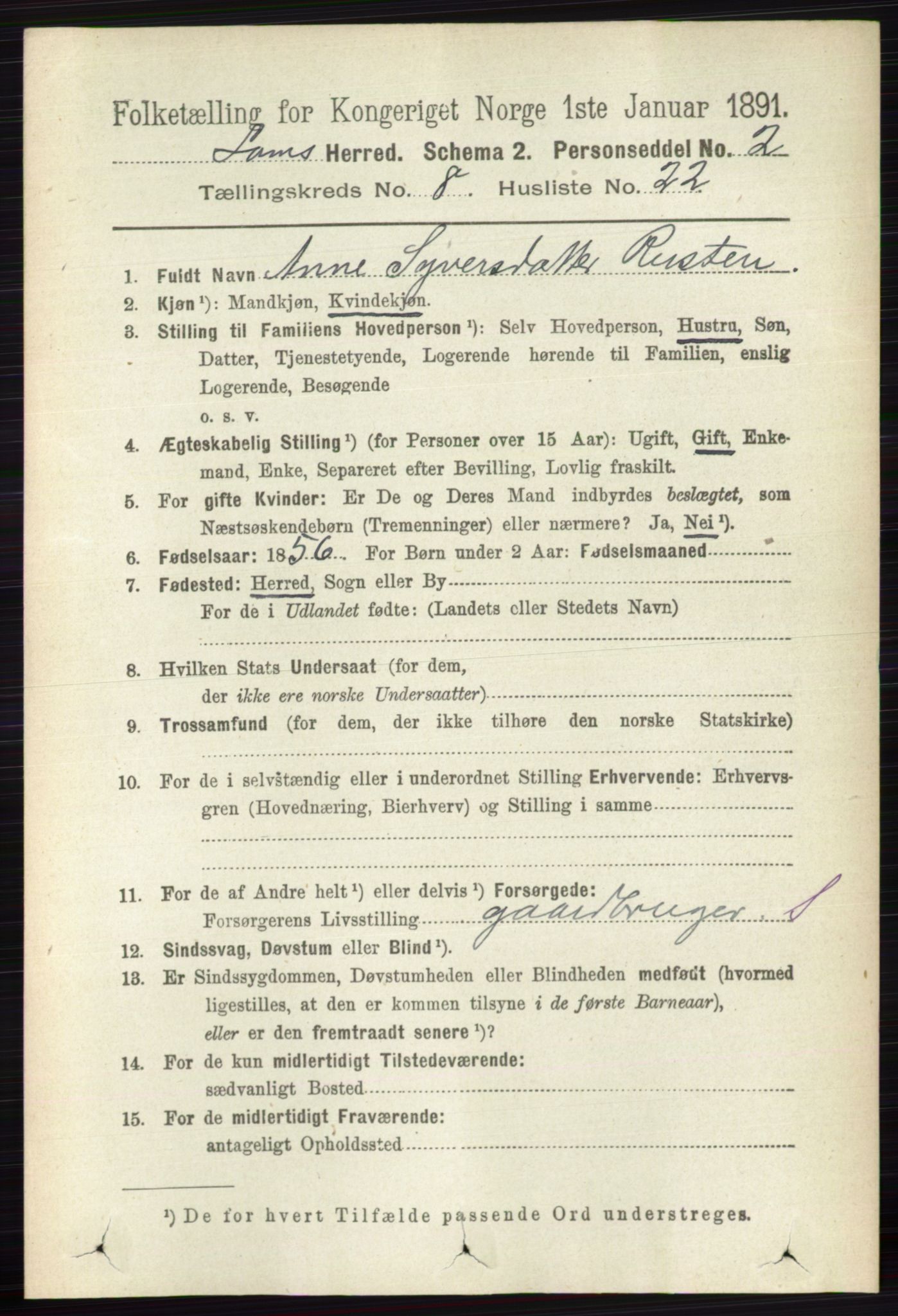 RA, 1891 census for 0514 Lom, 1891, p. 3226