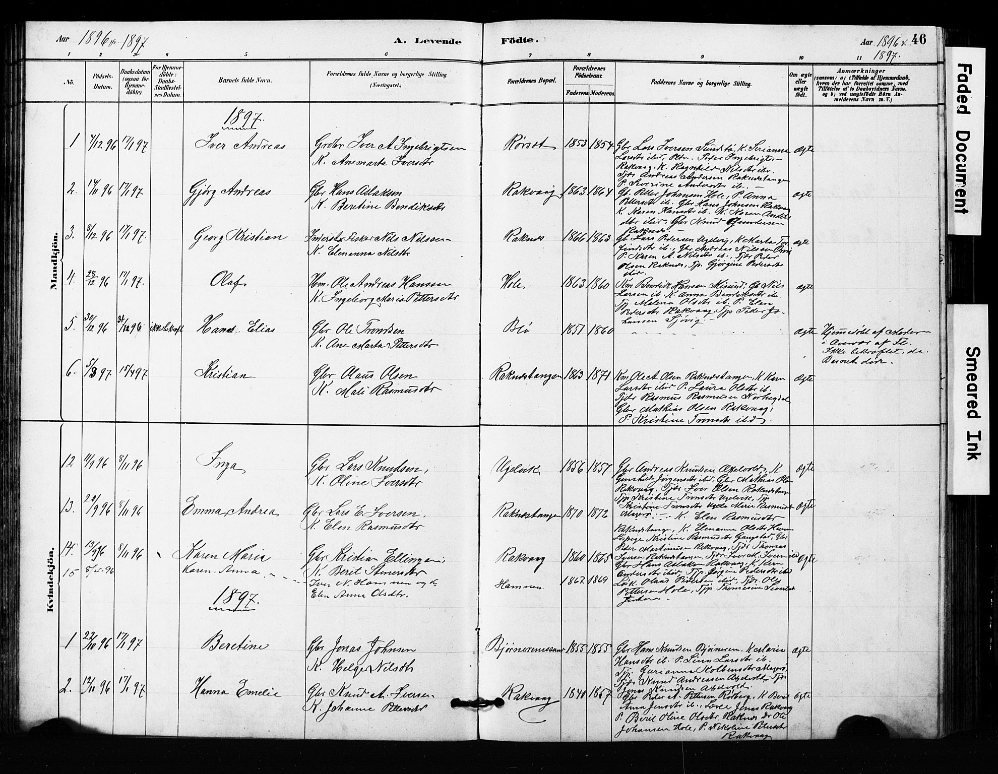Ministerialprotokoller, klokkerbøker og fødselsregistre - Møre og Romsdal, SAT/A-1454/563/L0737: Parish register (copy) no. 563C01, 1878-1916, p. 46