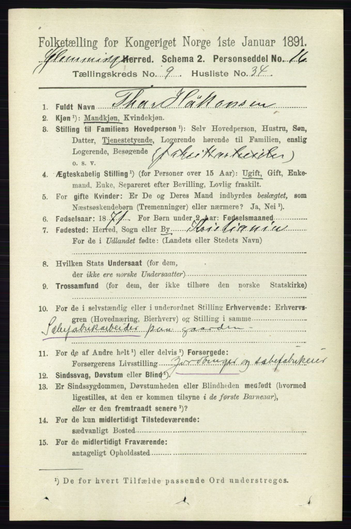 RA, 1891 census for 0132 Glemmen, 1891, p. 9894