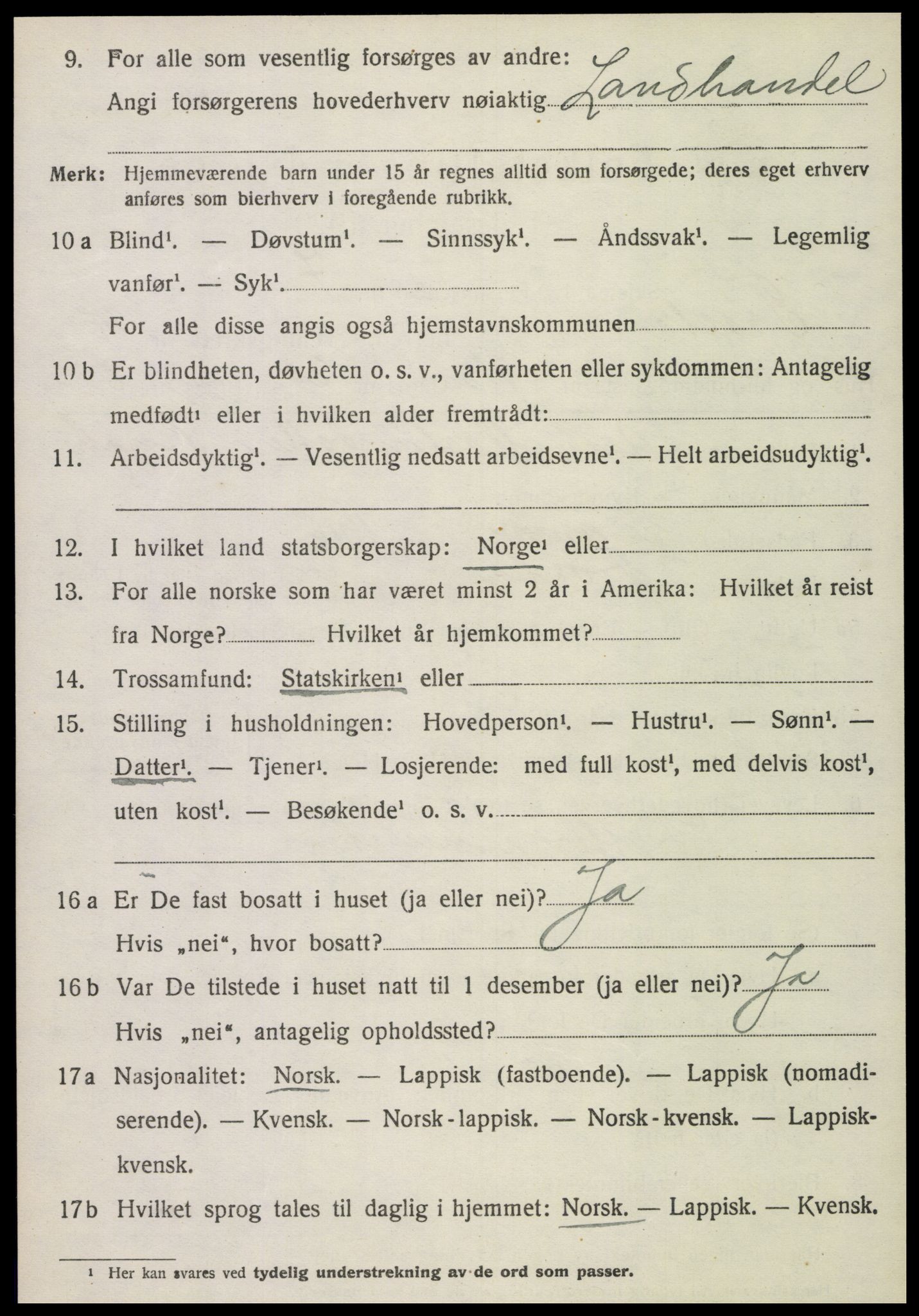 SAT, 1920 census for Frosta, 1920, p. 5581