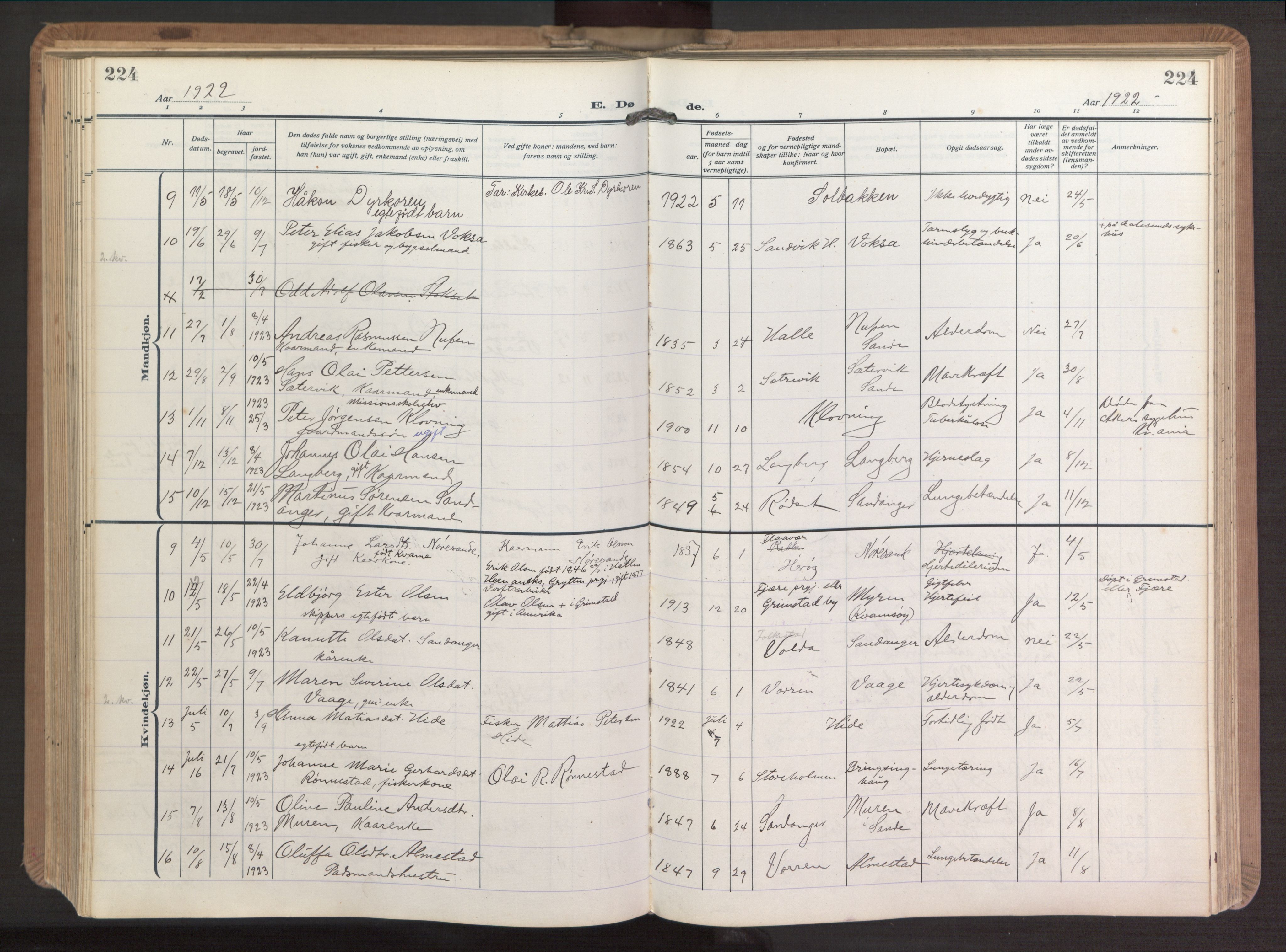 Ministerialprotokoller, klokkerbøker og fødselsregistre - Møre og Romsdal, AV/SAT-A-1454/503/L0044: Parish register (official) no. 503A12, 1918-1931, p. 224