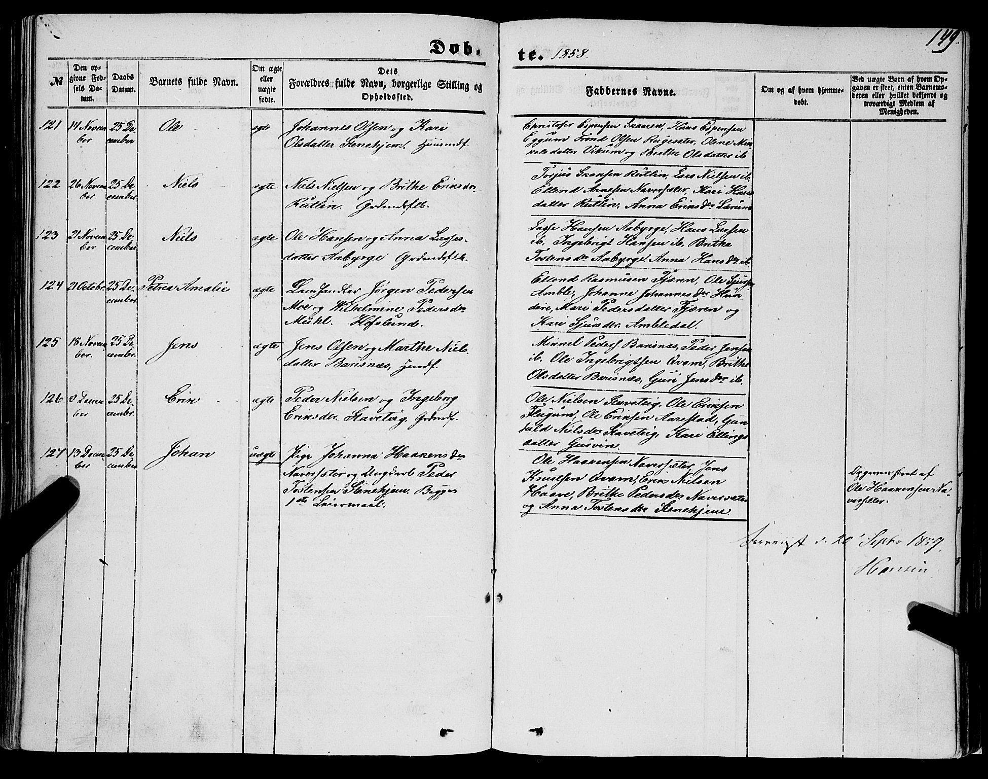 Sogndal sokneprestembete, AV/SAB-A-81301/H/Haa/Haaa/L0012I: Parish register (official) no. A 12I, 1847-1859, p. 149