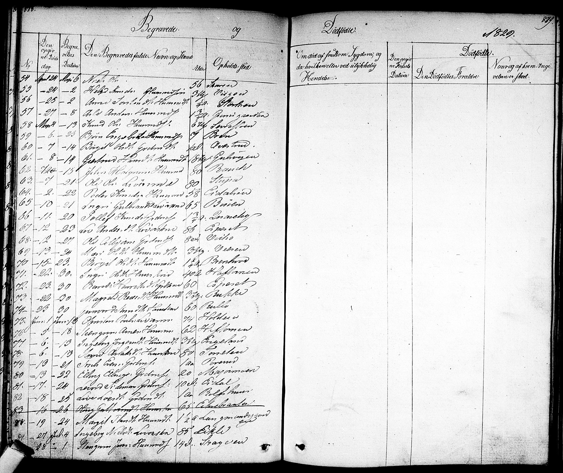 Nes kirkebøker, SAKO/A-236/F/Fa/L0008: Parish register (official) no. 8, 1824-1834, p. 878-879