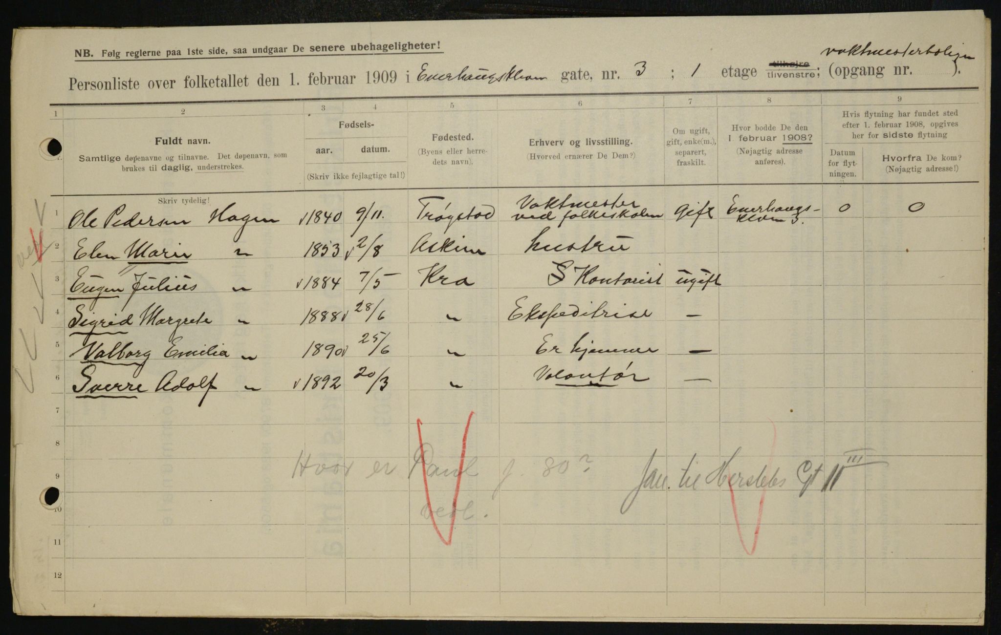 OBA, Municipal Census 1909 for Kristiania, 1909, p. 19592