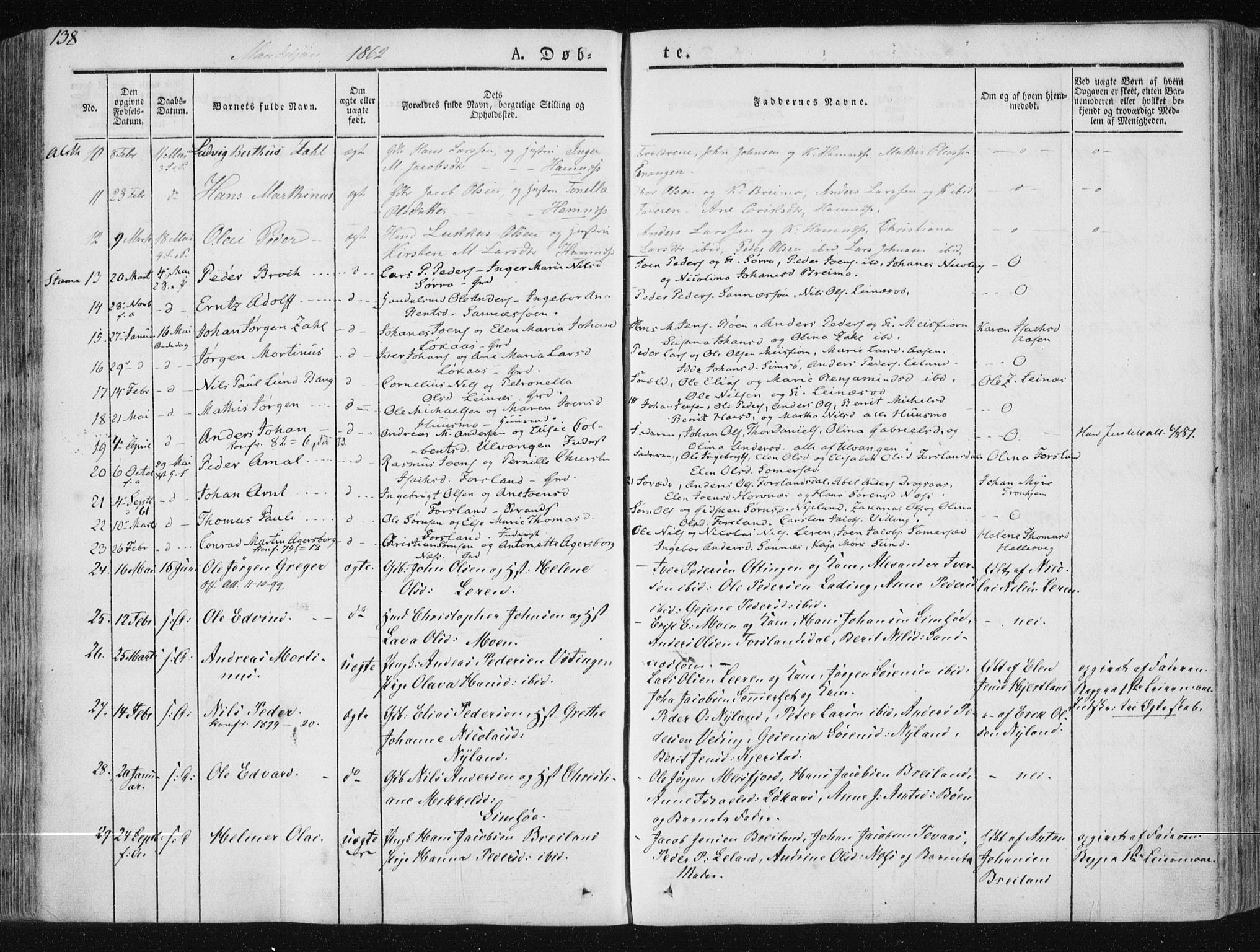 Ministerialprotokoller, klokkerbøker og fødselsregistre - Nordland, SAT/A-1459/830/L0446: Parish register (official) no. 830A10, 1831-1865, p. 138