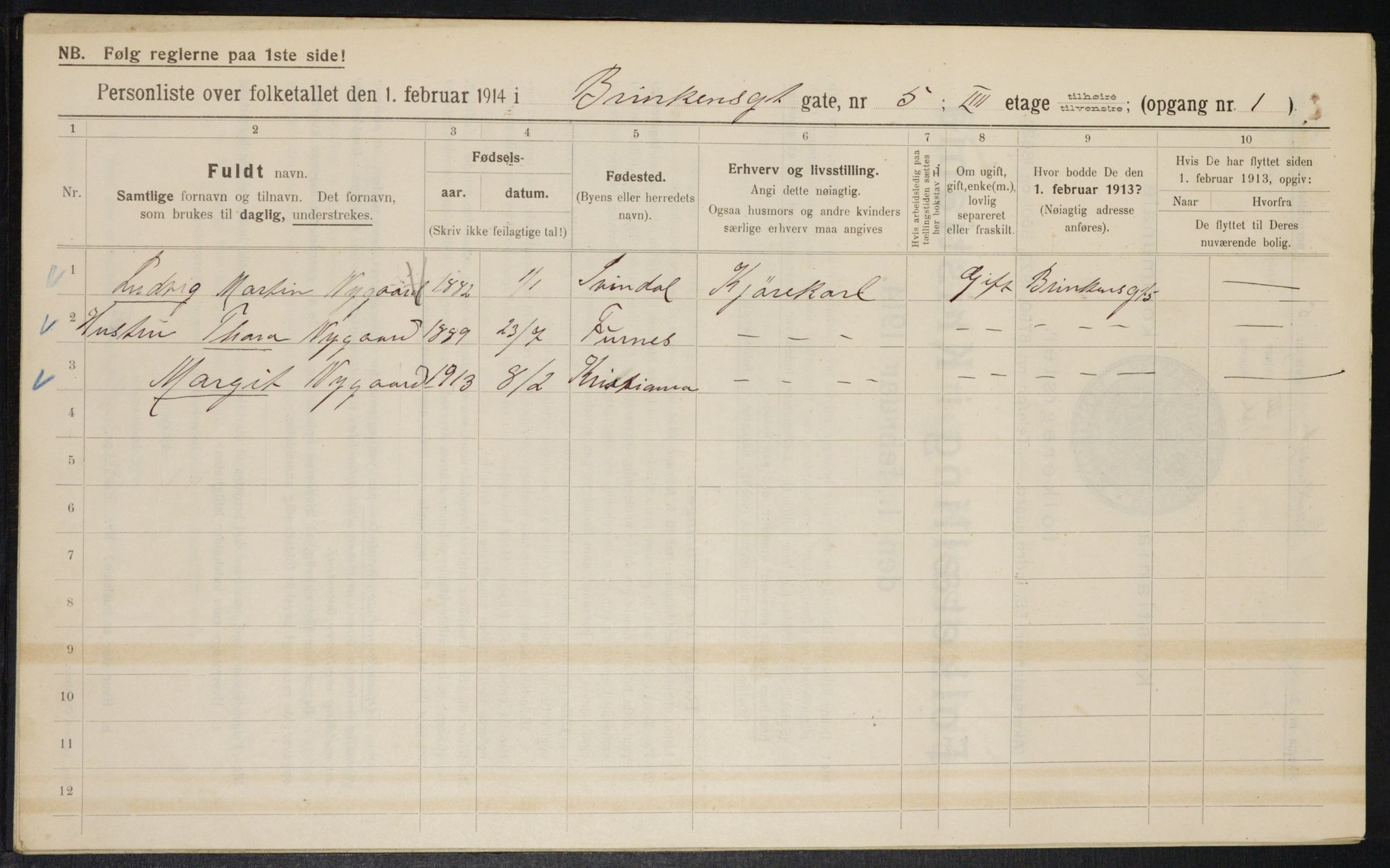 OBA, Municipal Census 1914 for Kristiania, 1914, p. 8811