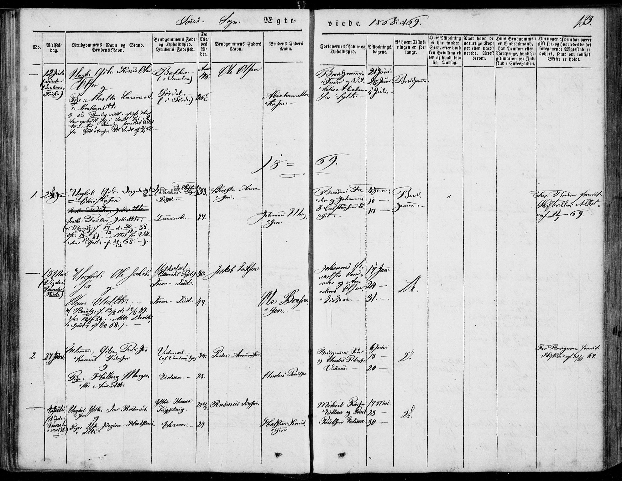 Ministerialprotokoller, klokkerbøker og fødselsregistre - Møre og Romsdal, SAT/A-1454/502/L0023: Parish register (official) no. 502A01, 1844-1873, p. 183