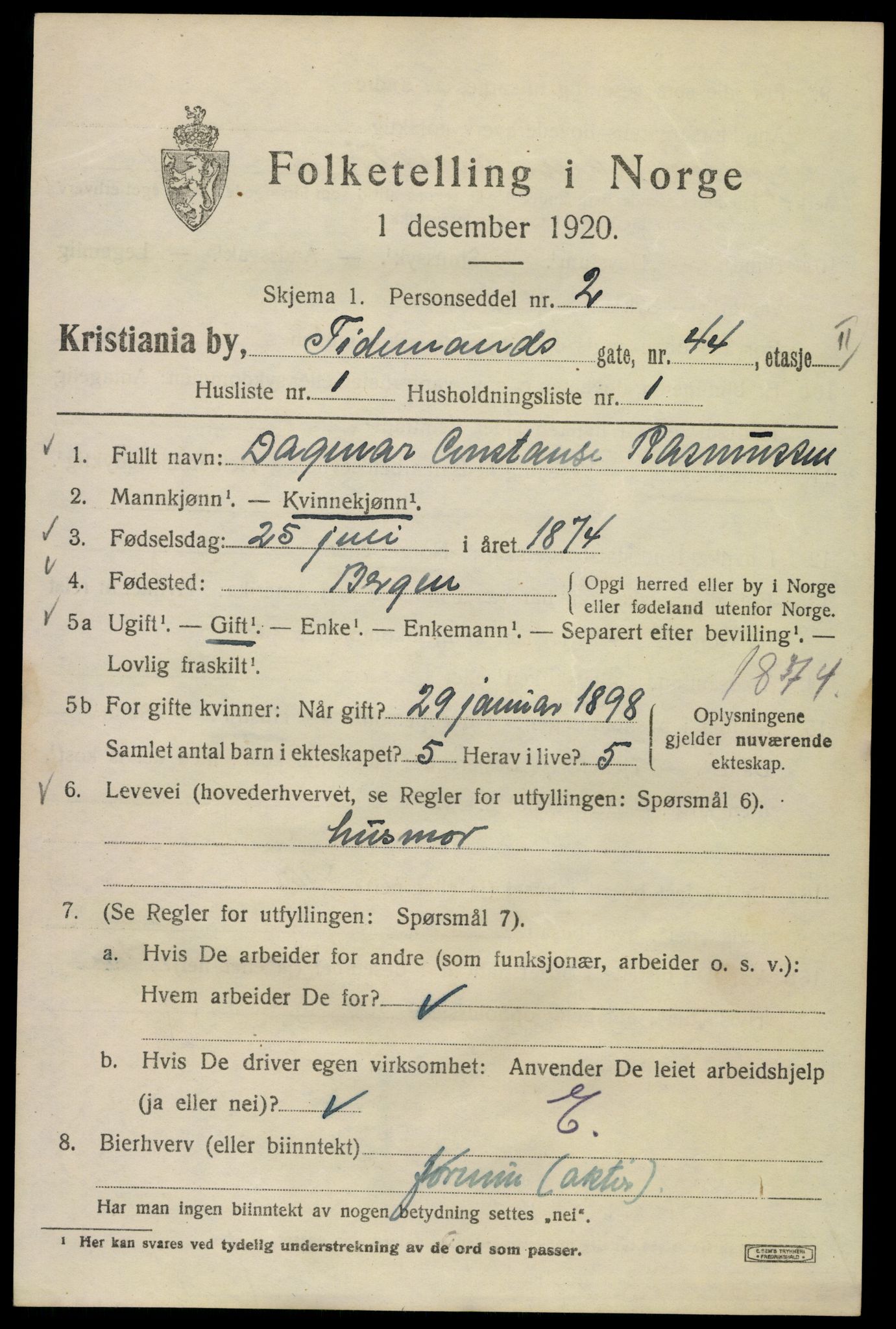 SAO, 1920 census for Kristiania, 1920, p. 582057