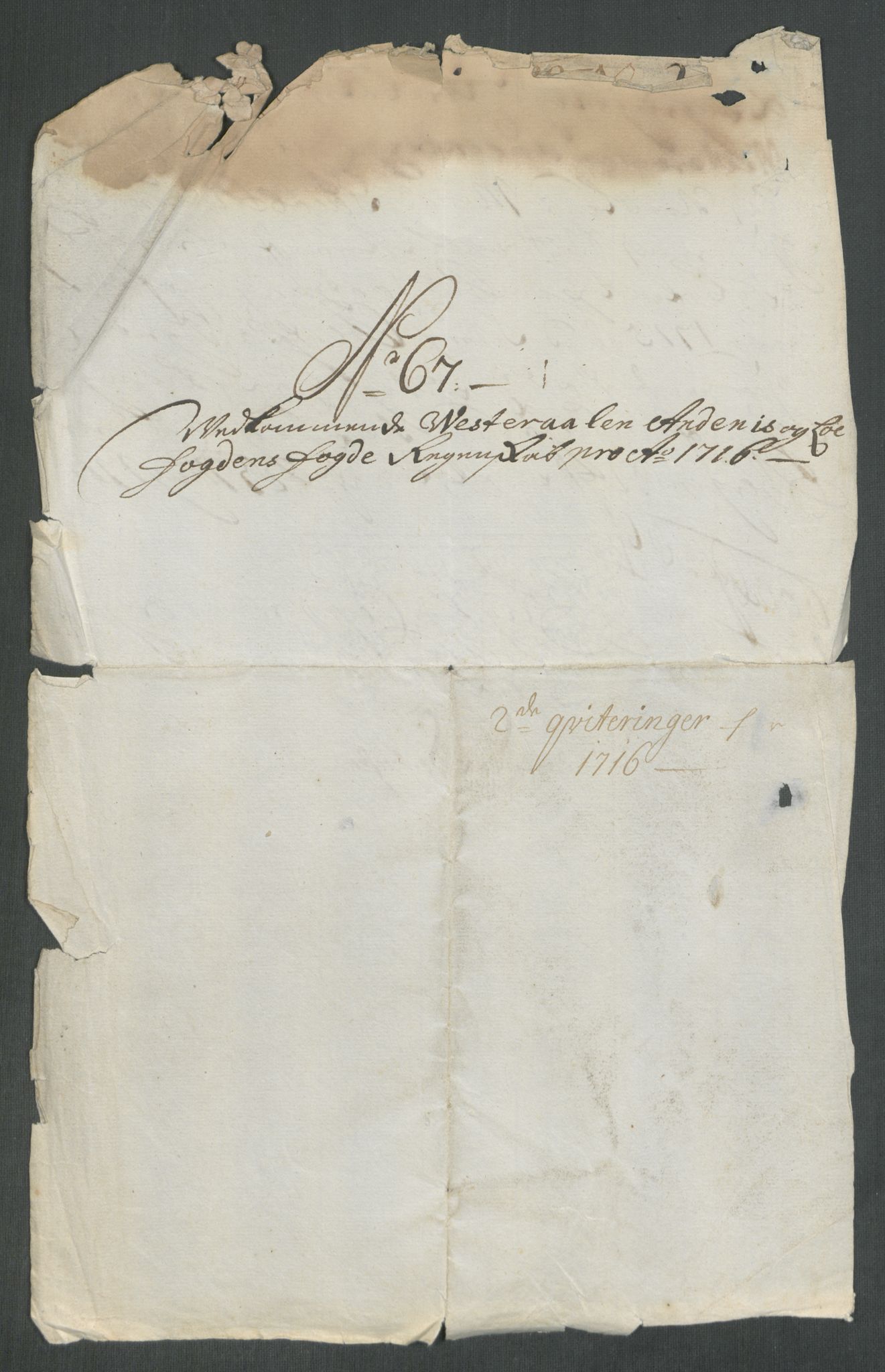 Rentekammeret inntil 1814, Reviderte regnskaper, Fogderegnskap, AV/RA-EA-4092/R67/L4682: Fogderegnskap Vesterålen, Andenes og Lofoten, 1716, p. 314