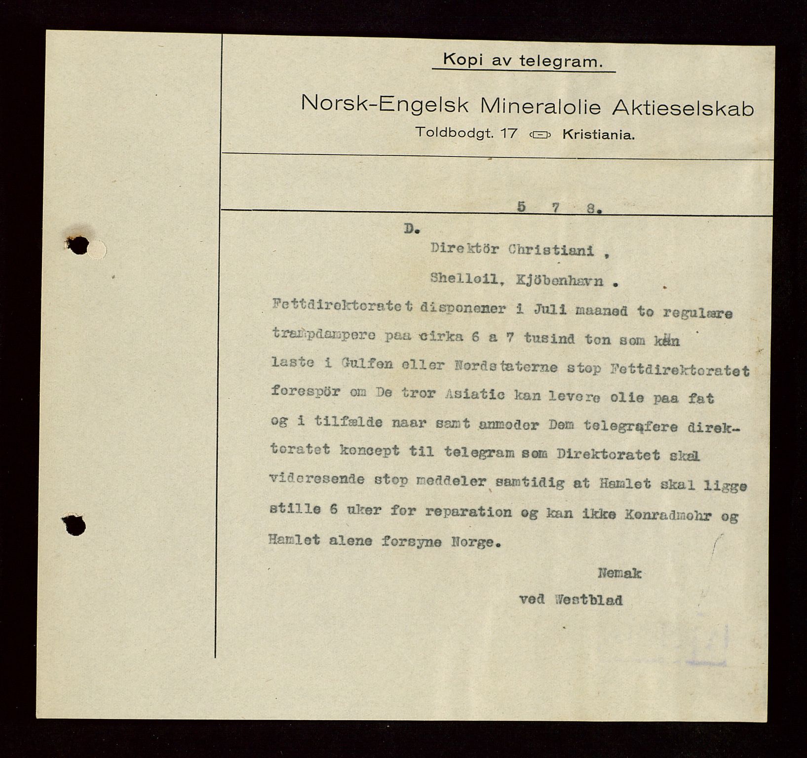 Pa 1521 - A/S Norske Shell, AV/SAST-A-101915/E/Ea/Eaa/L0004: Sjefskorrespondanse, 1918, p. 33