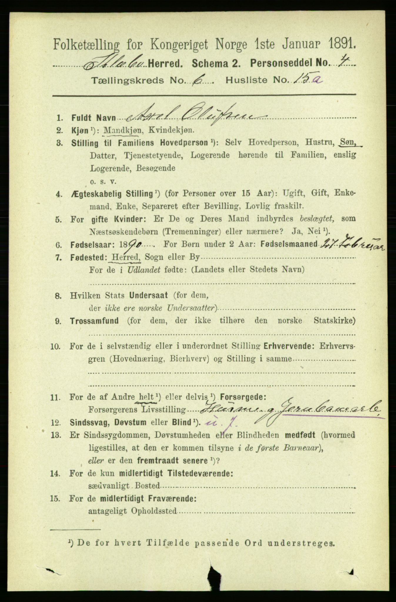 RA, 1891 census for 1662 Klæbu, 1891, p. 1319