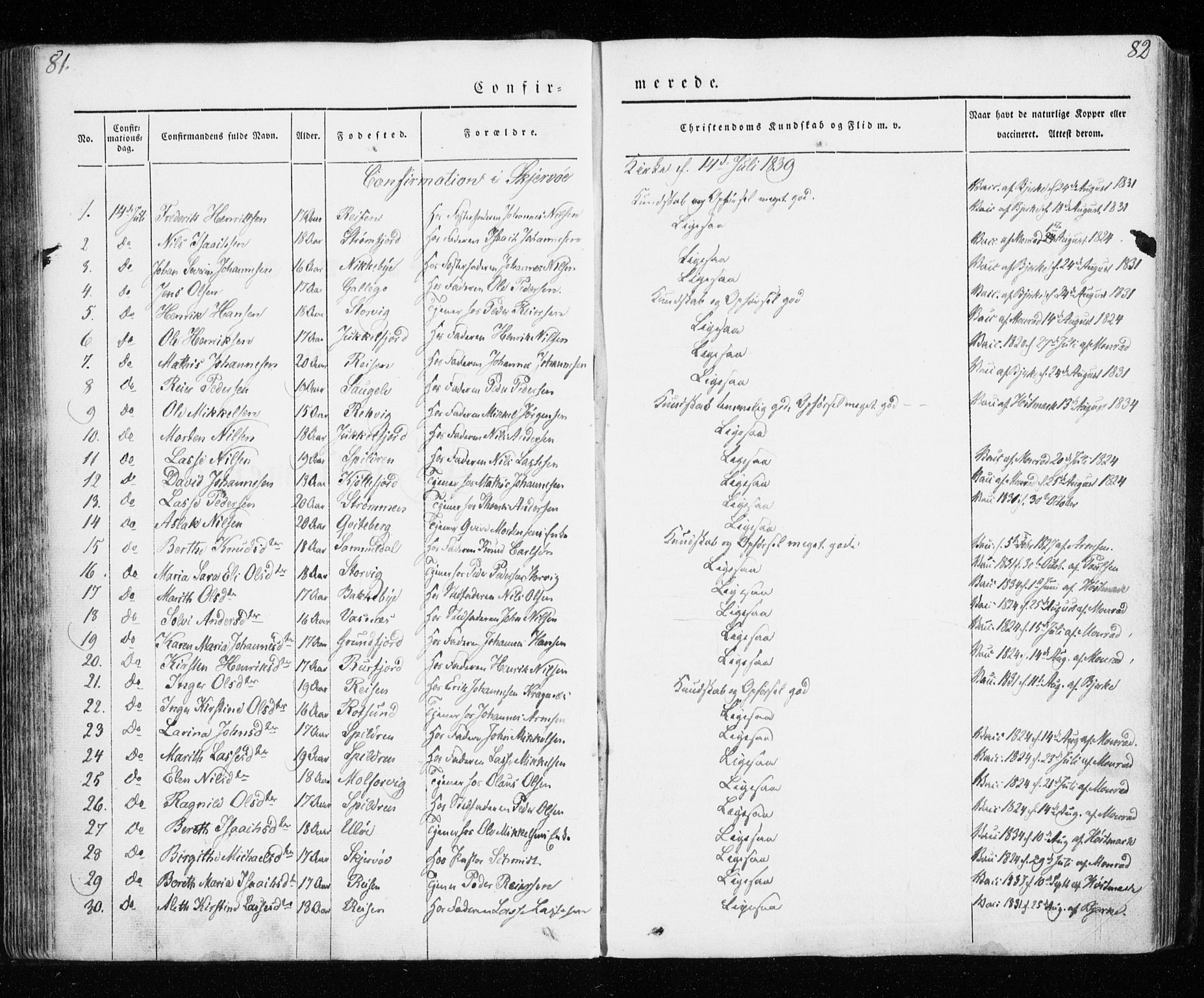 Skjervøy sokneprestkontor, SATØ/S-1300/H/Ha/Haa/L0005kirke: Parish register (official) no. 5, 1838-1847, p. 82