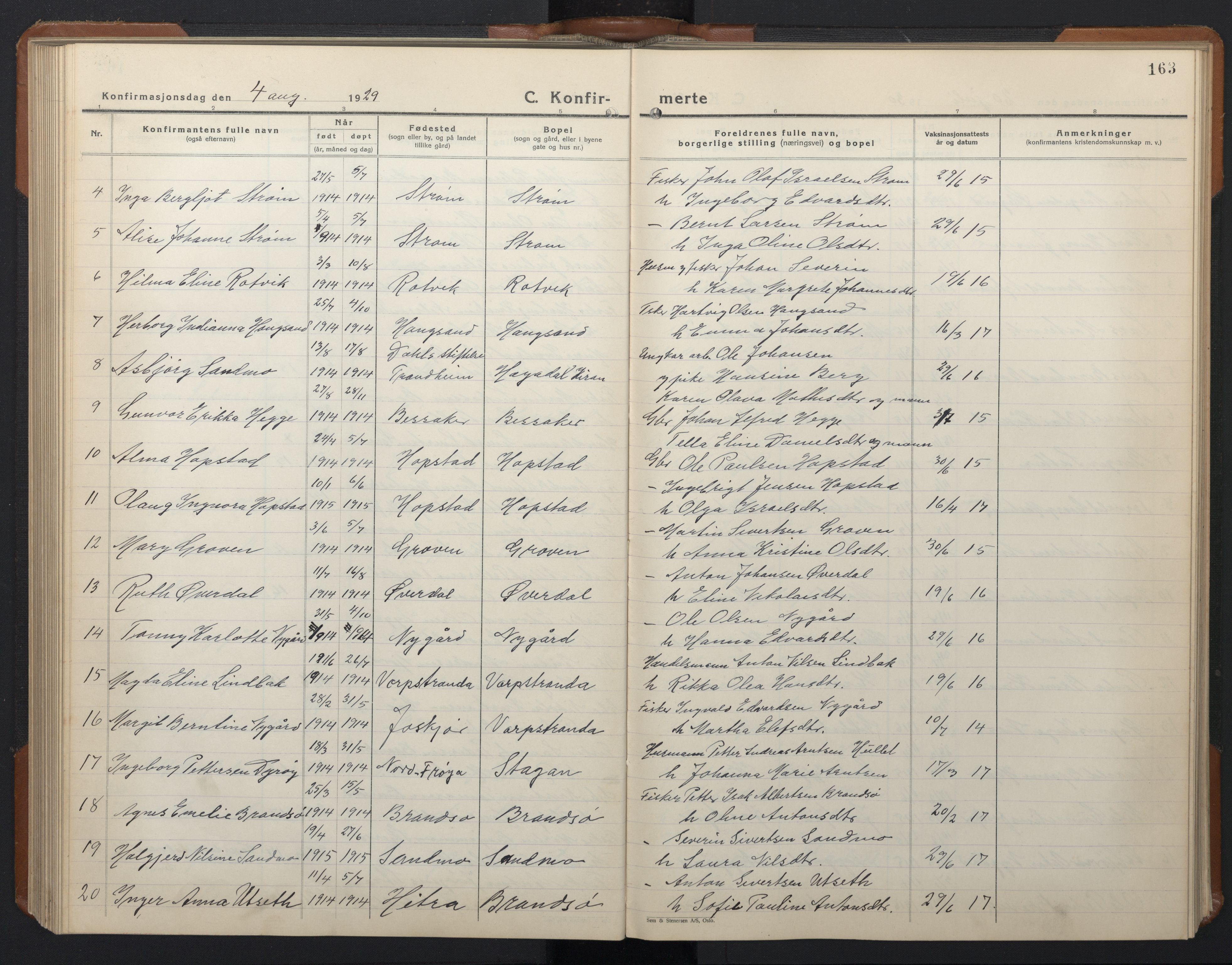 Ministerialprotokoller, klokkerbøker og fødselsregistre - Sør-Trøndelag, AV/SAT-A-1456/657/L0718: Parish register (copy) no. 657C05, 1923-1948, p. 163
