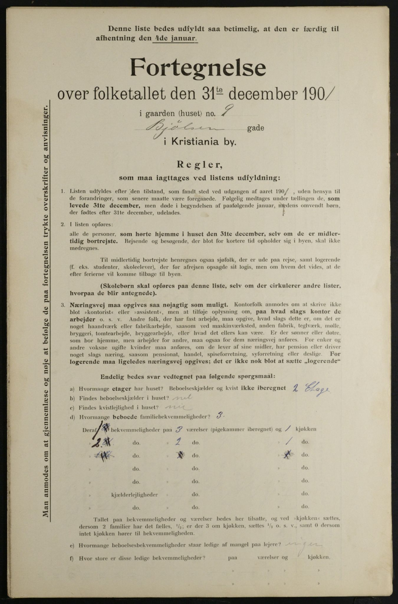 OBA, Municipal Census 1901 for Kristiania, 1901, p. 1077