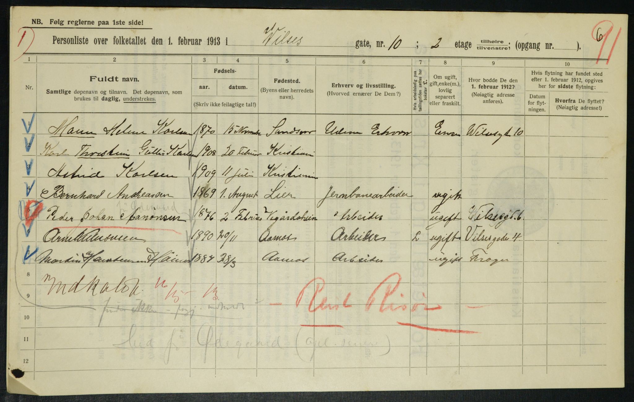 OBA, Municipal Census 1913 for Kristiania, 1913, p. 128385