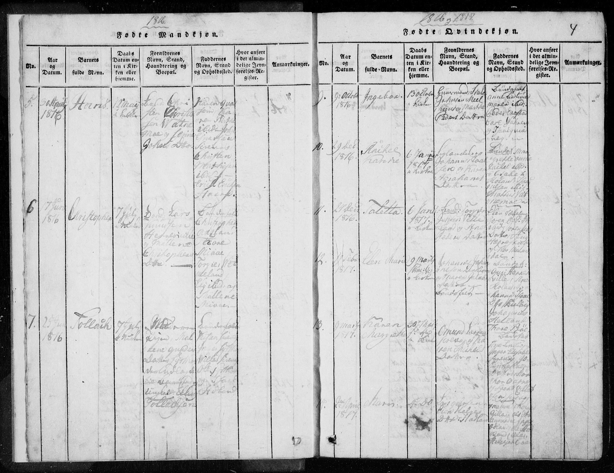 Eigersund sokneprestkontor, SAST/A-101807/S08/L0008: Parish register (official) no. A 8, 1816-1847, p. 4