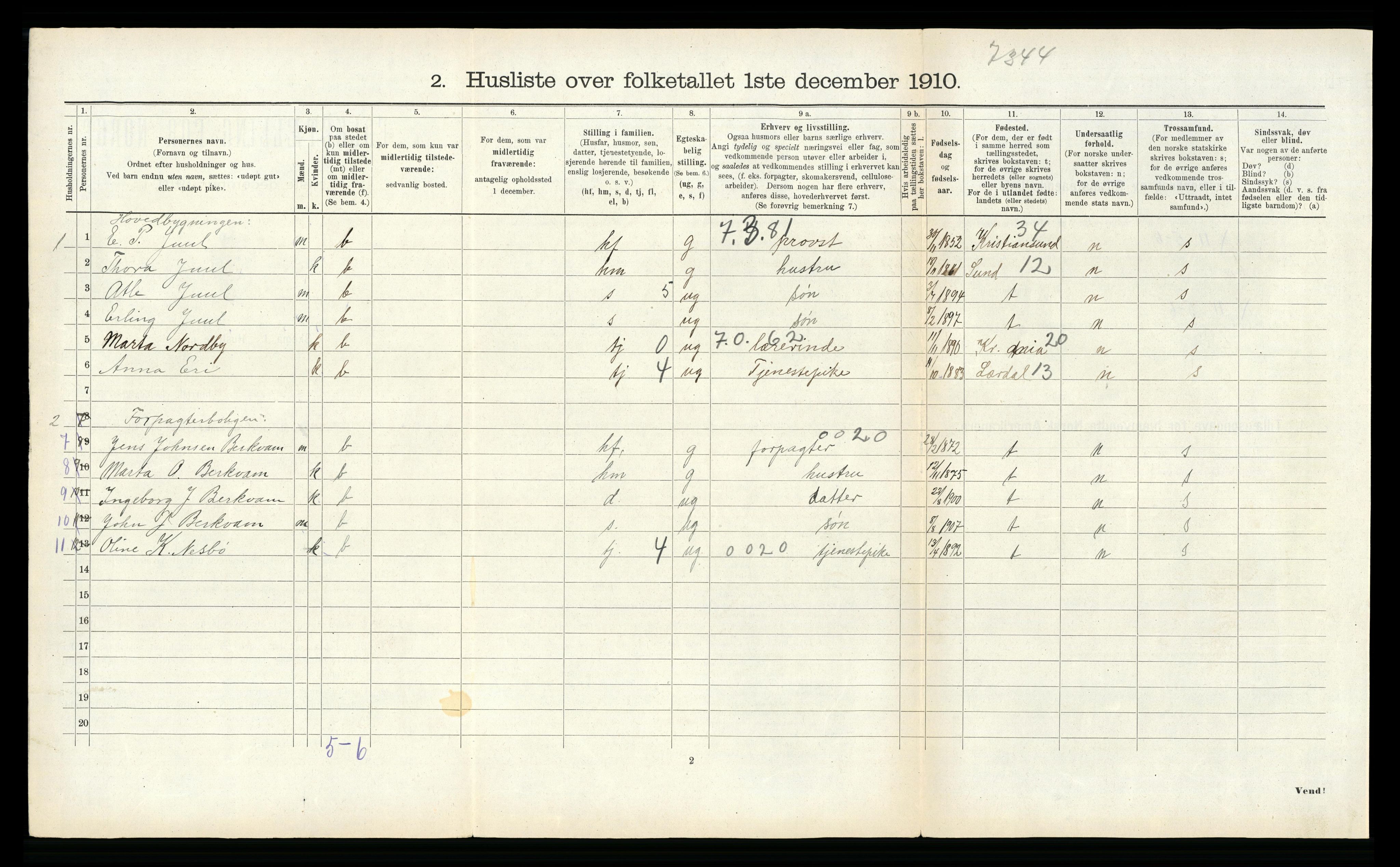 RA, 1910 census for Aurland, 1910, p. 272