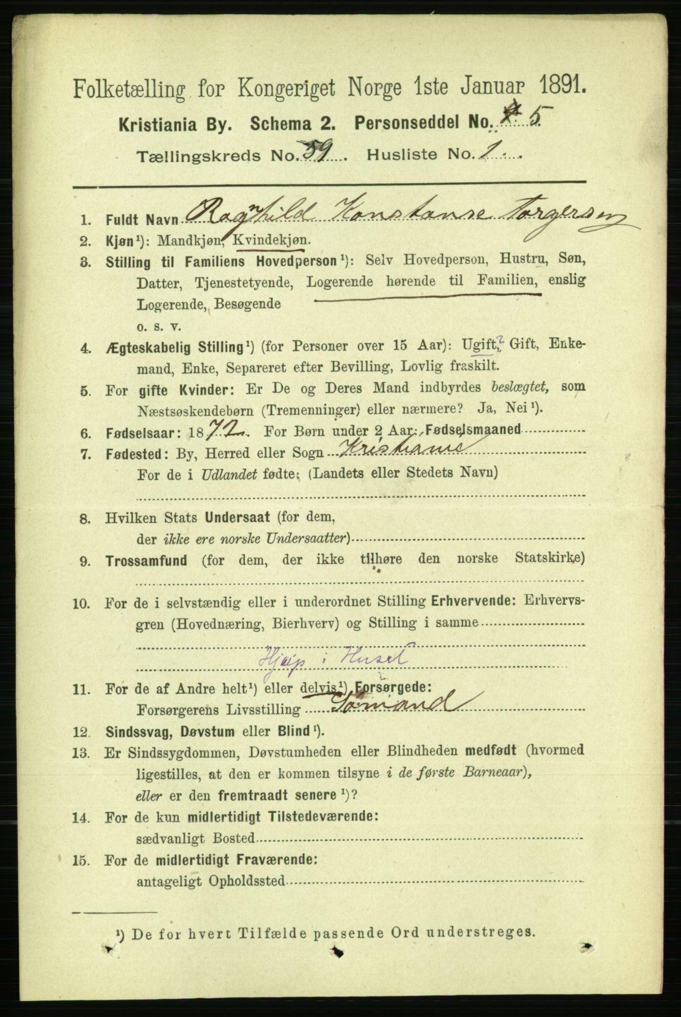 RA, 1891 census for 0301 Kristiania, 1891, p. 31367