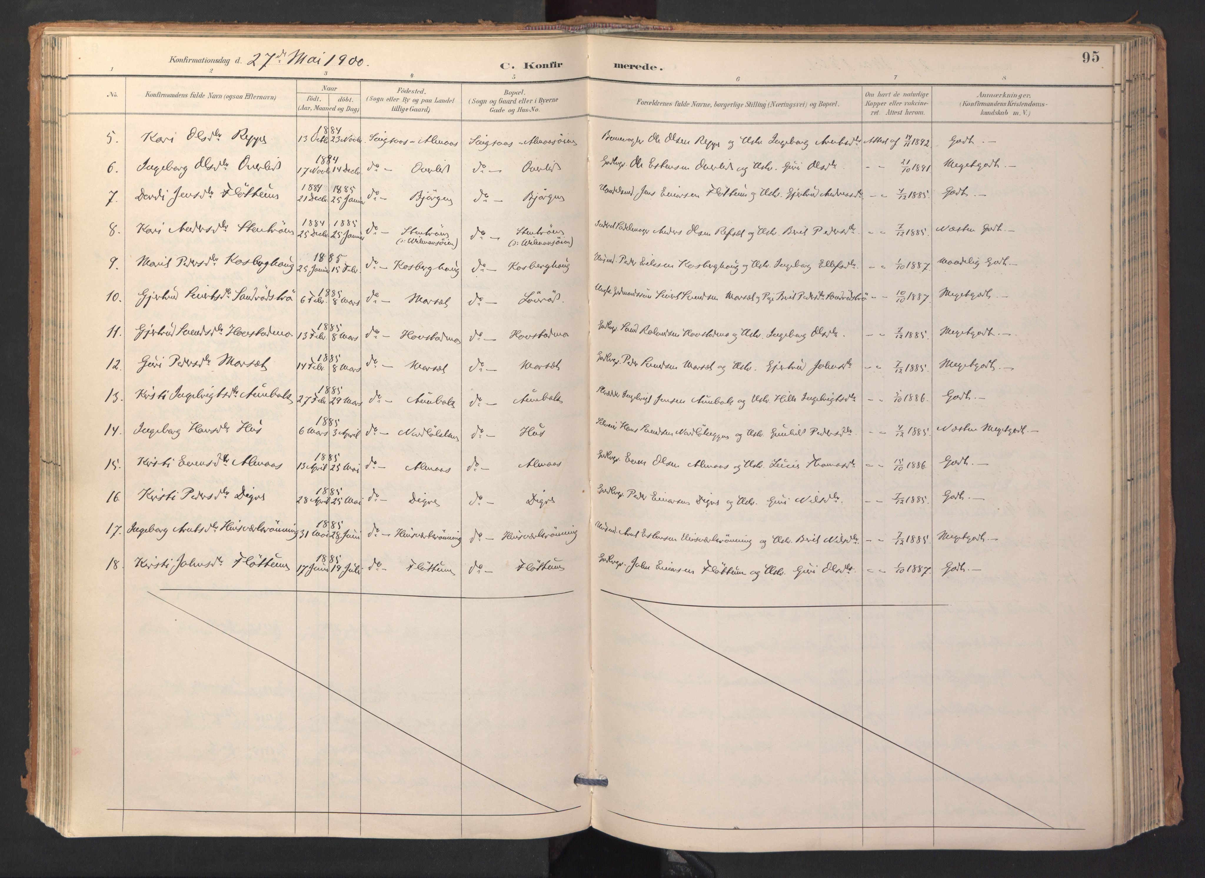 Ministerialprotokoller, klokkerbøker og fødselsregistre - Sør-Trøndelag, SAT/A-1456/688/L1025: Parish register (official) no. 688A02, 1891-1909, p. 95