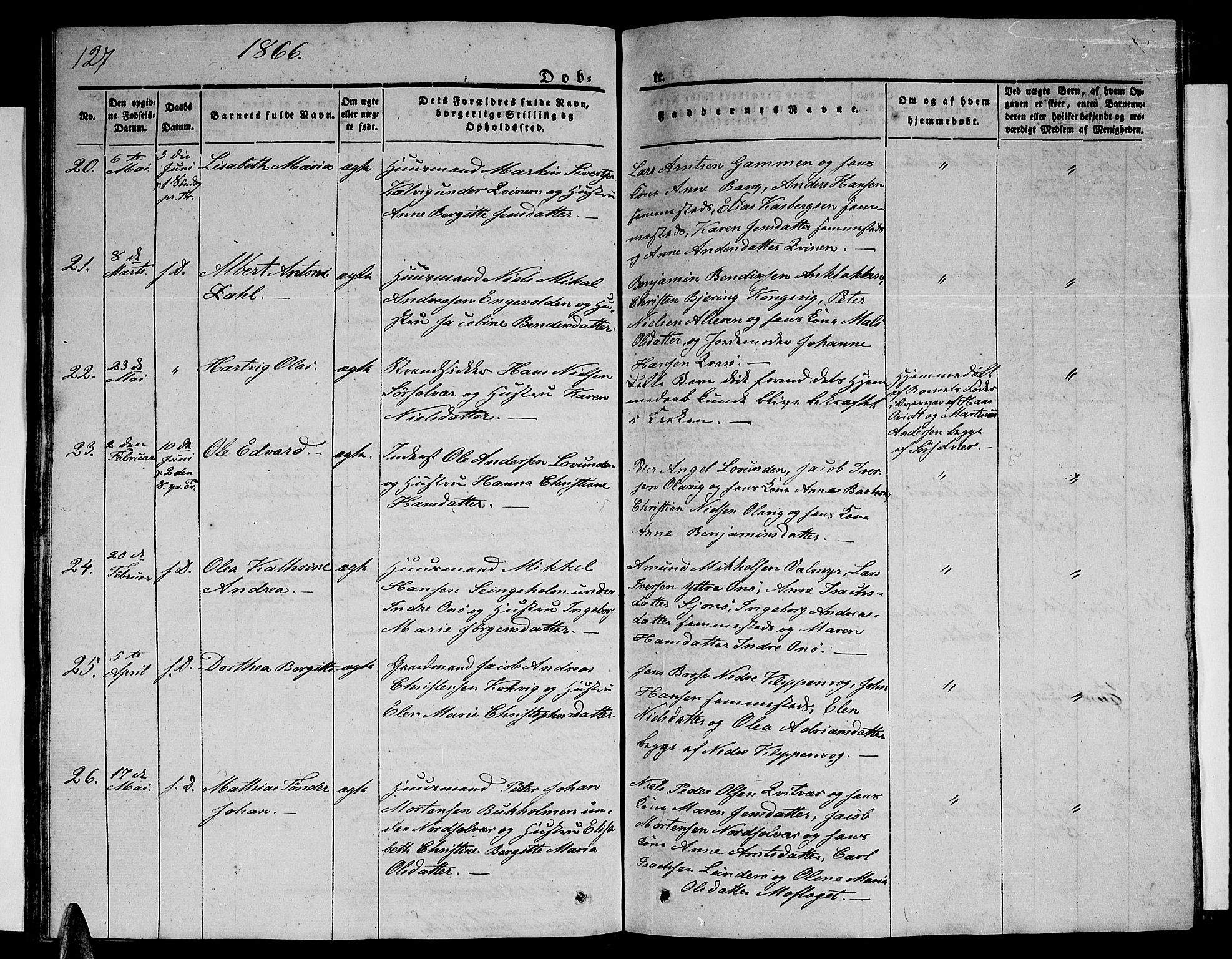 Ministerialprotokoller, klokkerbøker og fødselsregistre - Nordland, AV/SAT-A-1459/839/L0572: Parish register (copy) no. 839C02, 1841-1873, p. 127