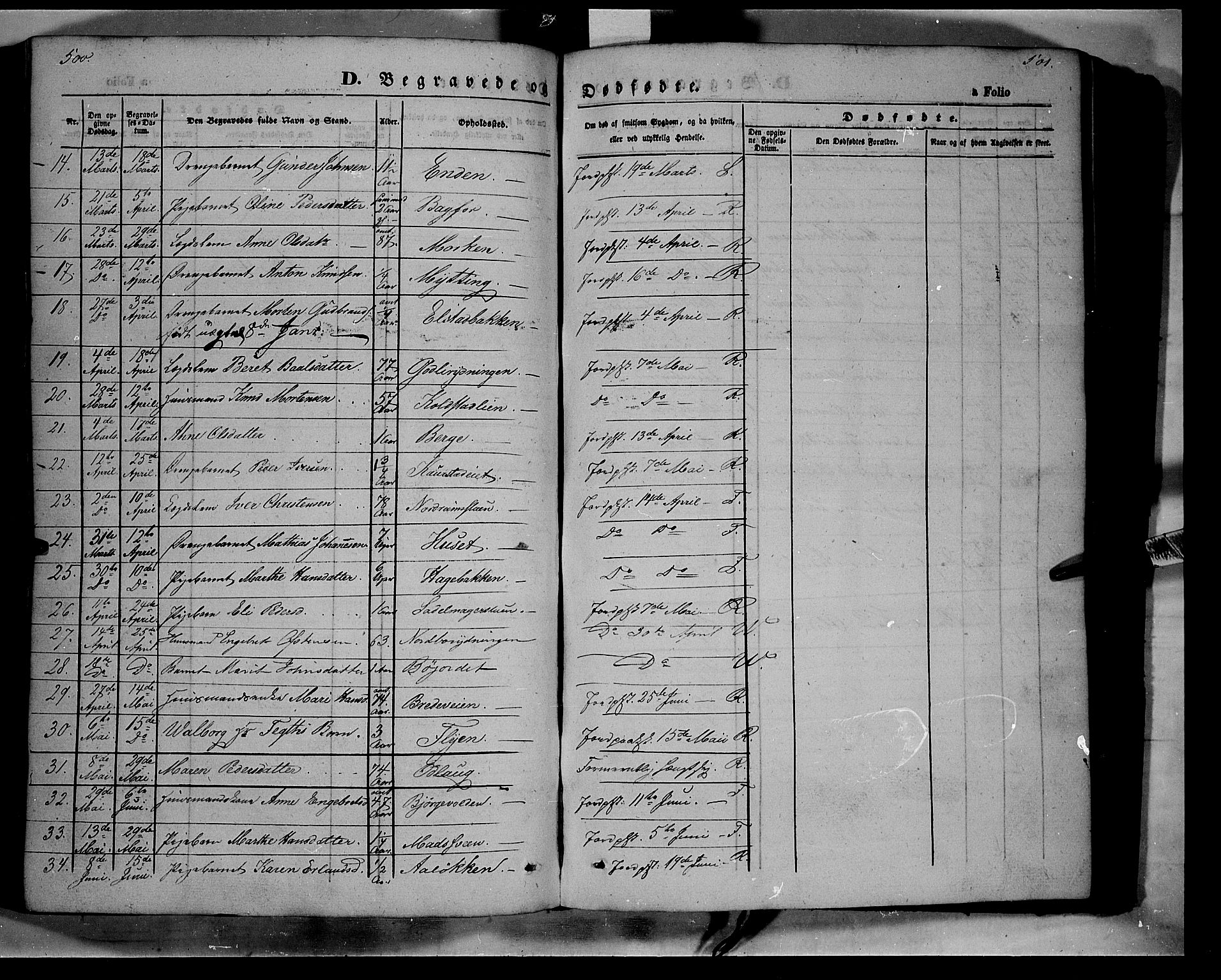 Ringebu prestekontor, SAH/PREST-082/H/Ha/Haa/L0006: Parish register (official) no. 6, 1848-1859, p. 500-501