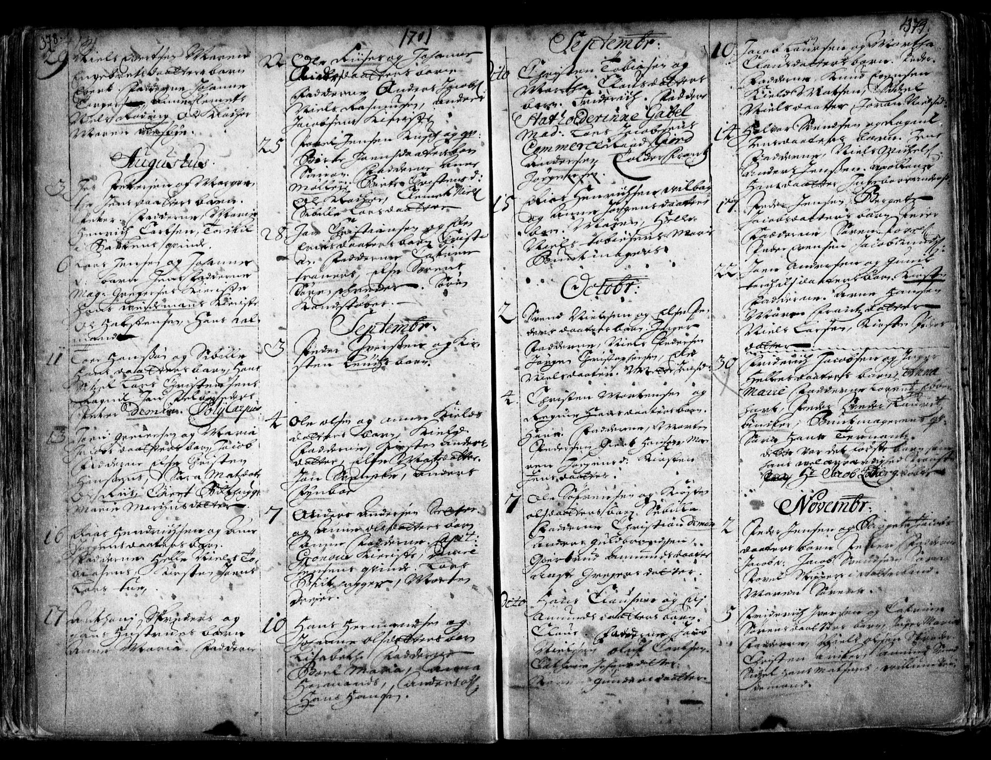 Oslo domkirke Kirkebøker, SAO/A-10752/F/Fa/L0001: Parish register (official) no. 1, 1648-1704, p. 378-379