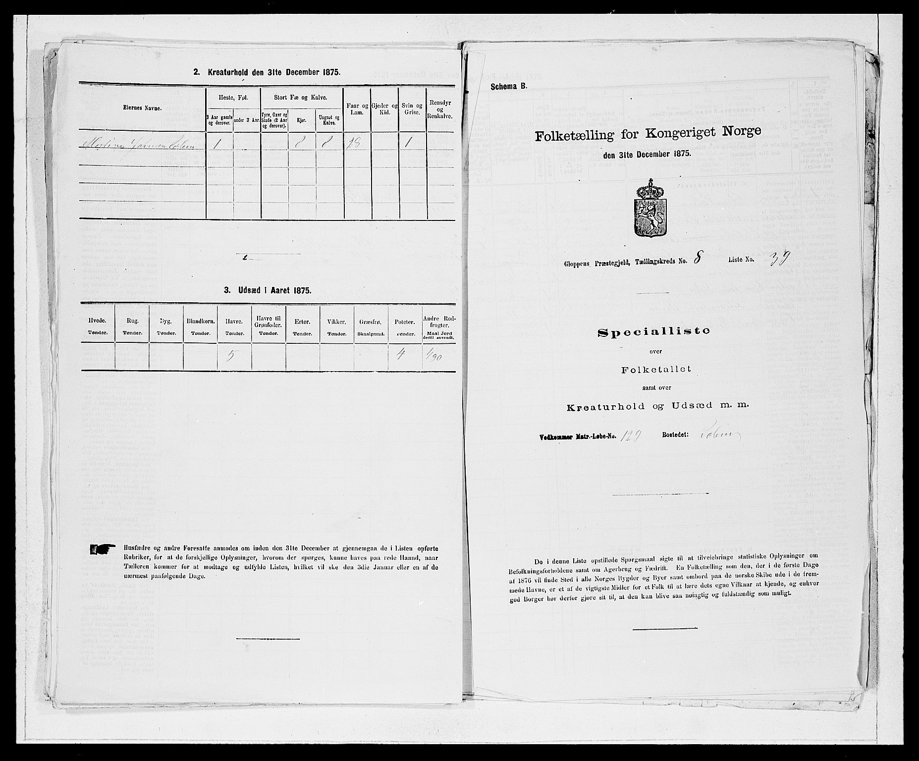 SAB, 1875 Census for 1445P Gloppen, 1875, p. 935