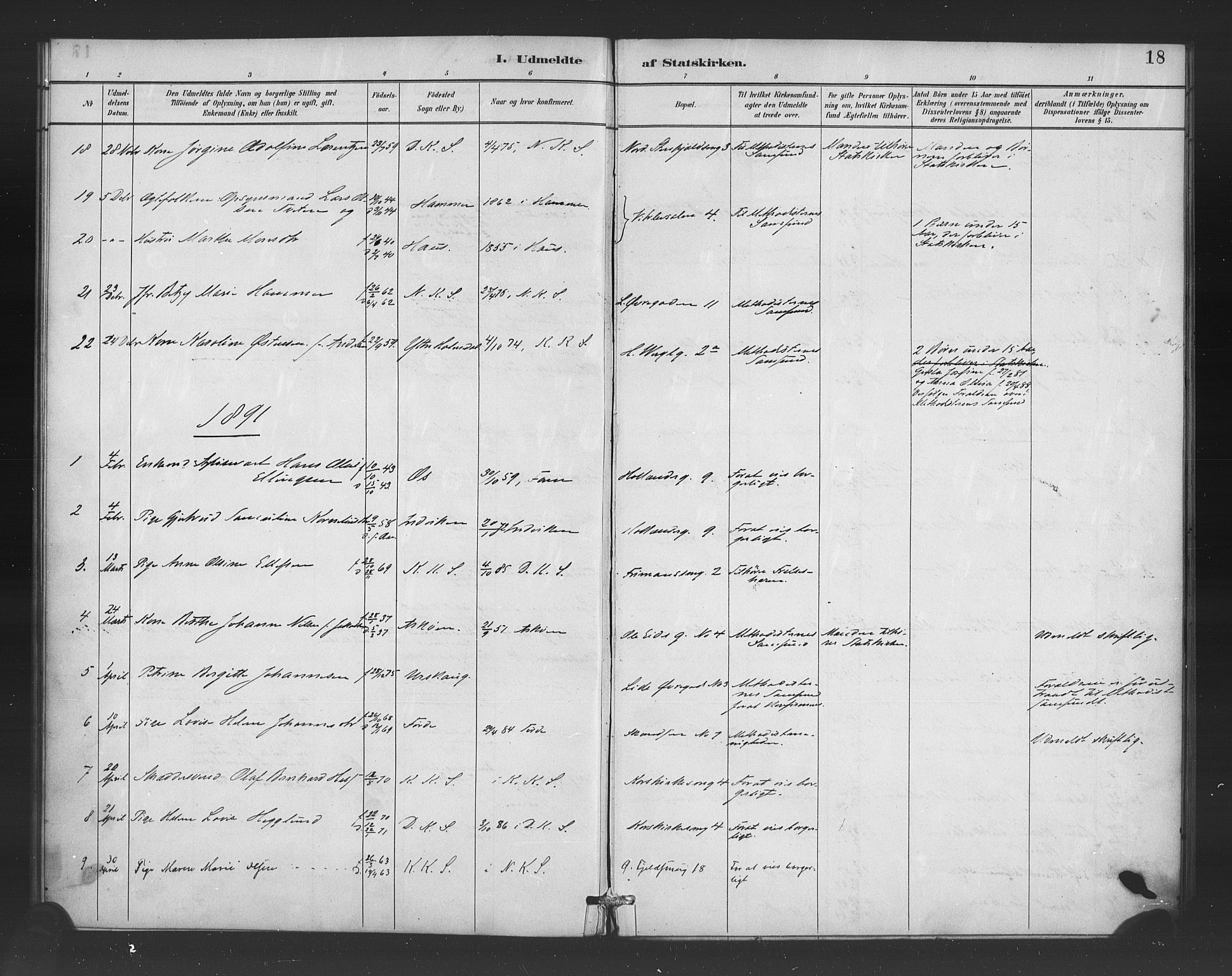 Korskirken sokneprestembete, SAB/A-76101/H/Haa/L0052: Parish register (official) no. G 2, 1887-1899, p. 18
