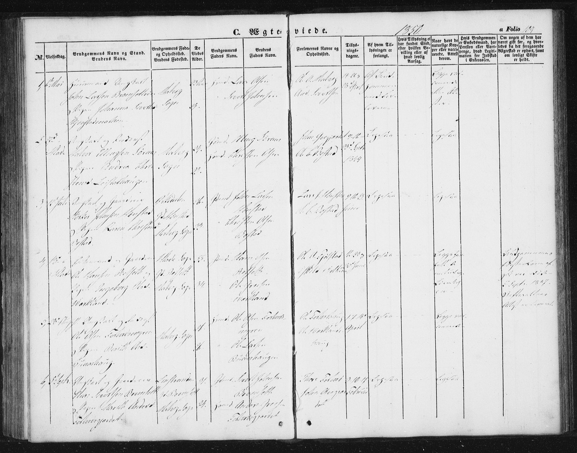 Ministerialprotokoller, klokkerbøker og fødselsregistre - Sør-Trøndelag, AV/SAT-A-1456/616/L0407: Parish register (official) no. 616A04, 1848-1856, p. 109