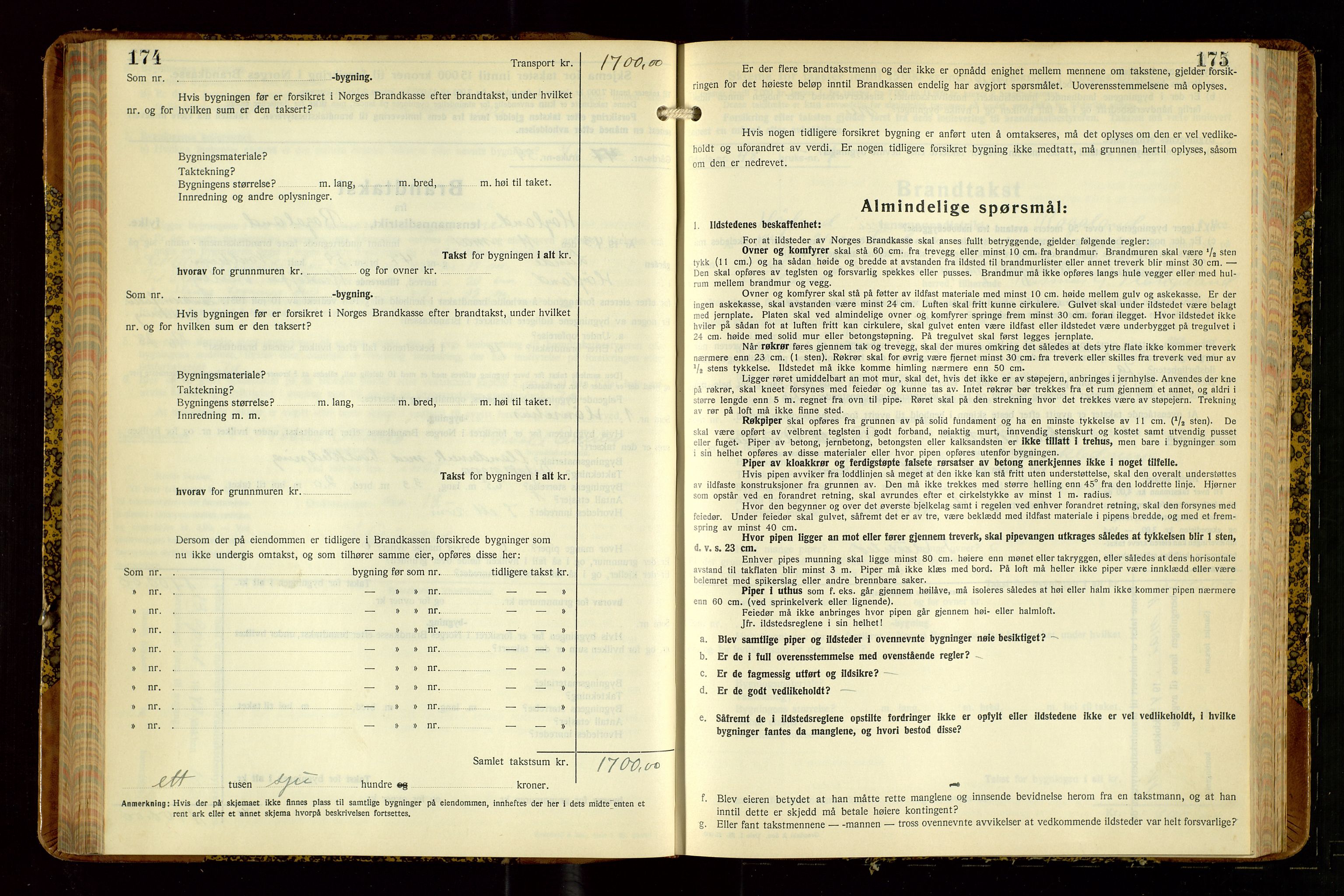 Høyland/Sandnes lensmannskontor, SAST/A-100166/Gob/L0008: "Branntakstprotokoll", 1940-1952, p. 174-175