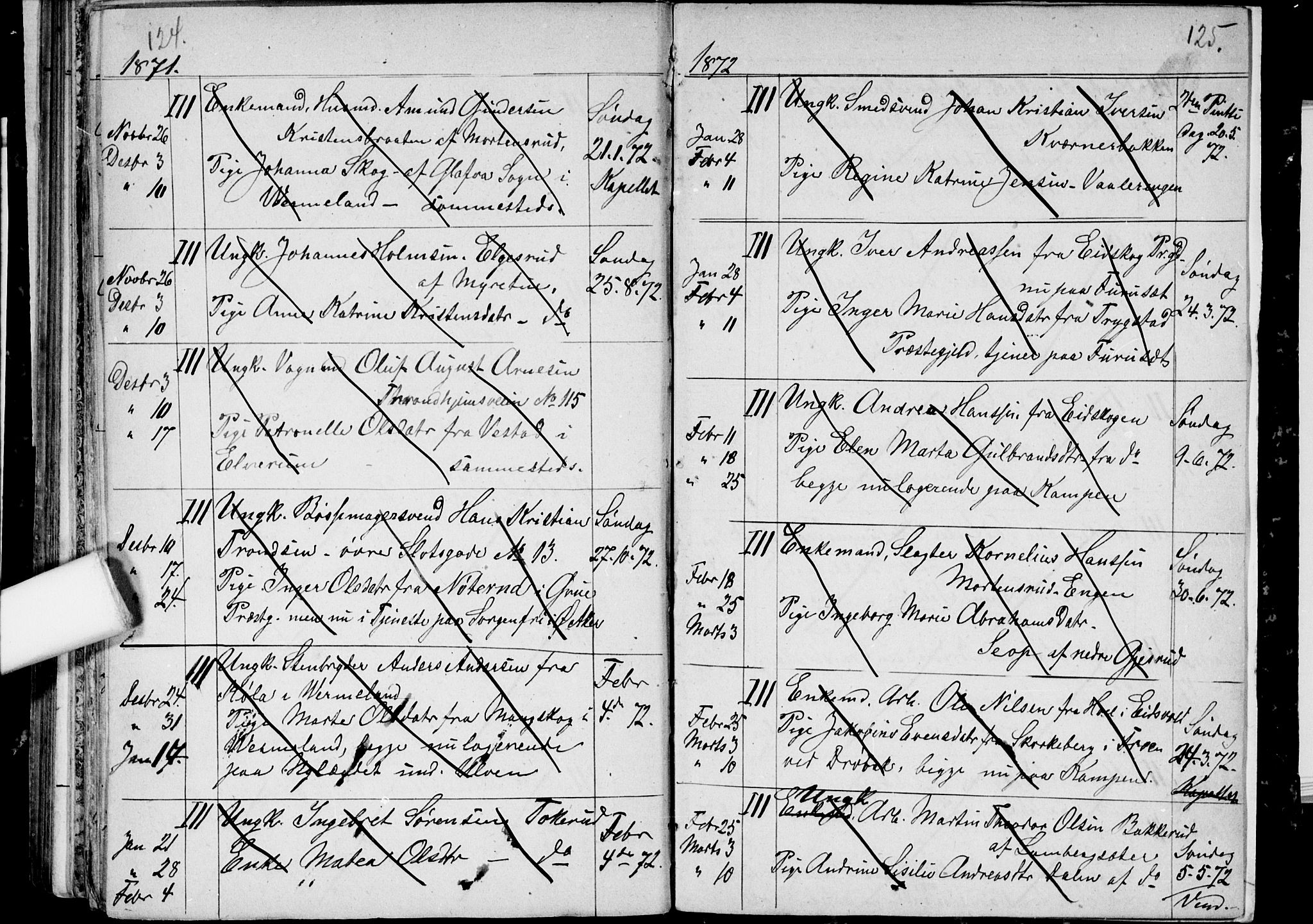 Østre Aker prestekontor Kirkebøker, AV/SAO-A-10840/H/Ha/L0002: Banns register no. I 2, 1861-1872, p. 124-125