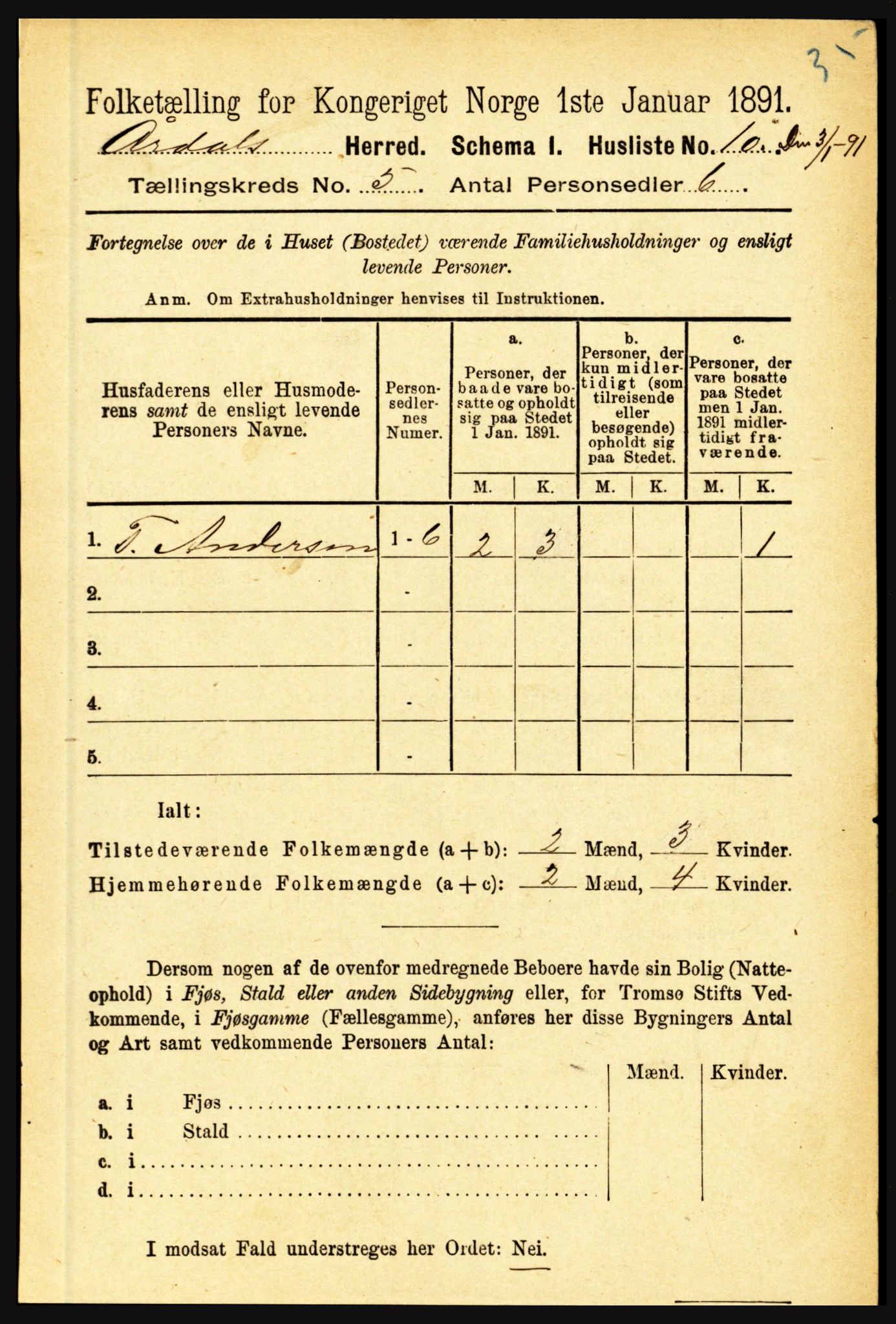 RA, 1891 census for 1424 Årdal, 1891, p. 986