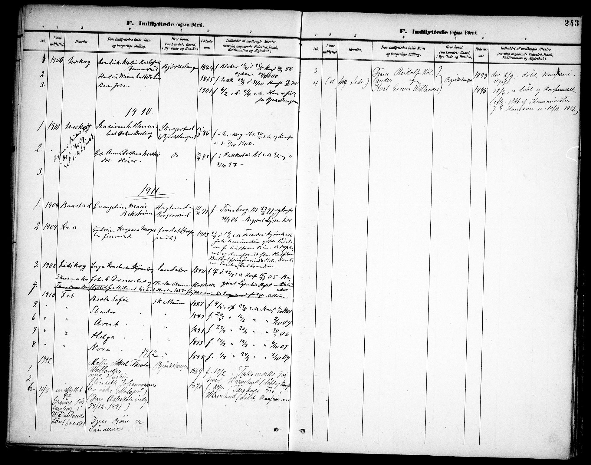 Høland prestekontor Kirkebøker, AV/SAO-A-10346a/F/Fa/L0015: Parish register (official) no. I 15, 1897-1912, p. 243