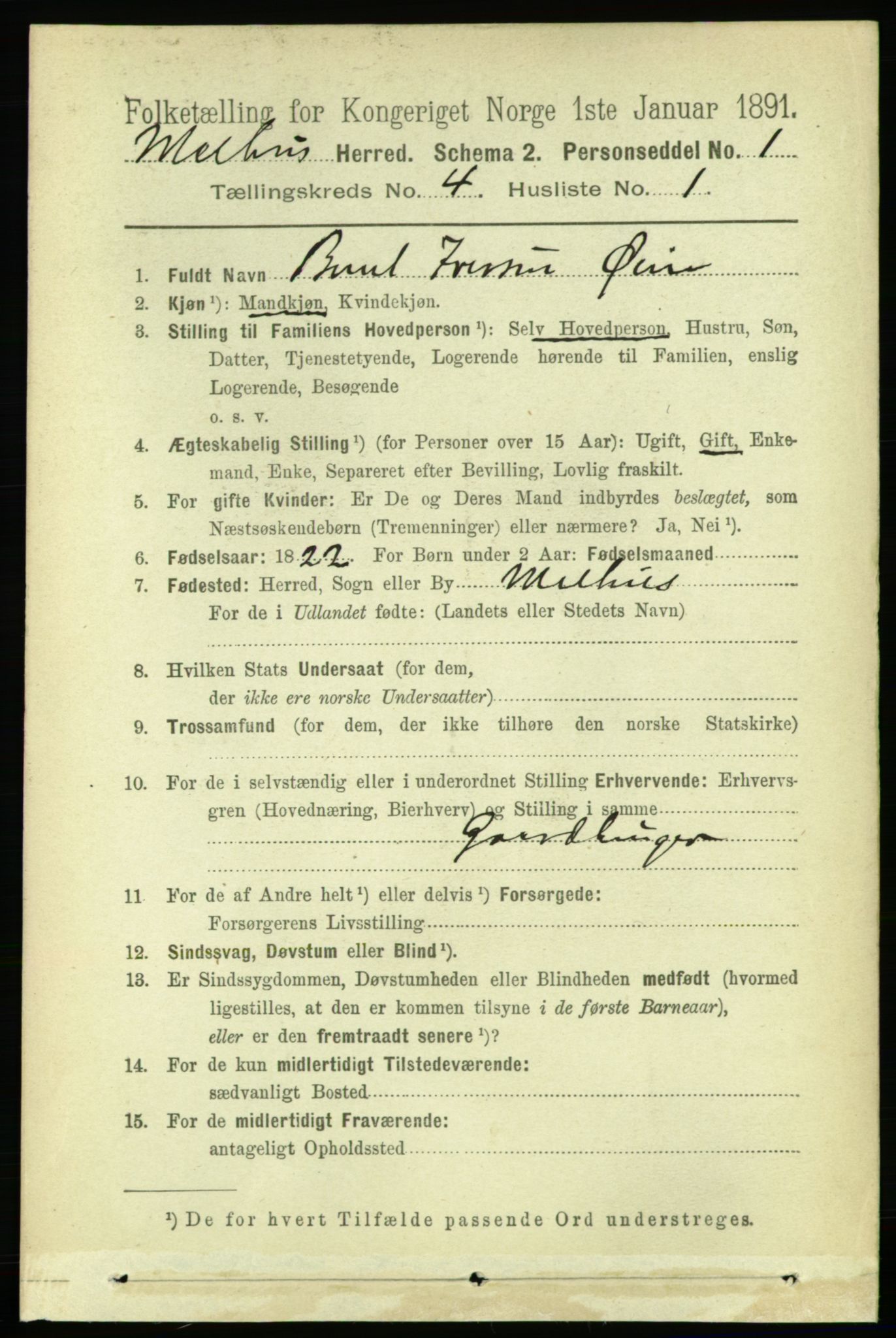 RA, 1891 census for 1653 Melhus, 1891, p. 1977