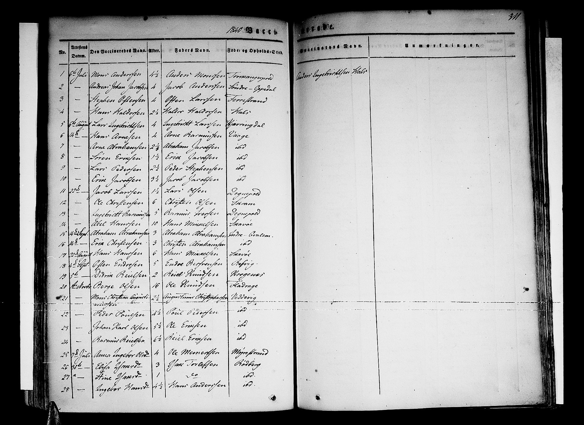 Selje sokneprestembete, SAB/A-99938/H/Ha/Haa/Haaa: Parish register (official) no. A 9, 1829-1844, p. 311