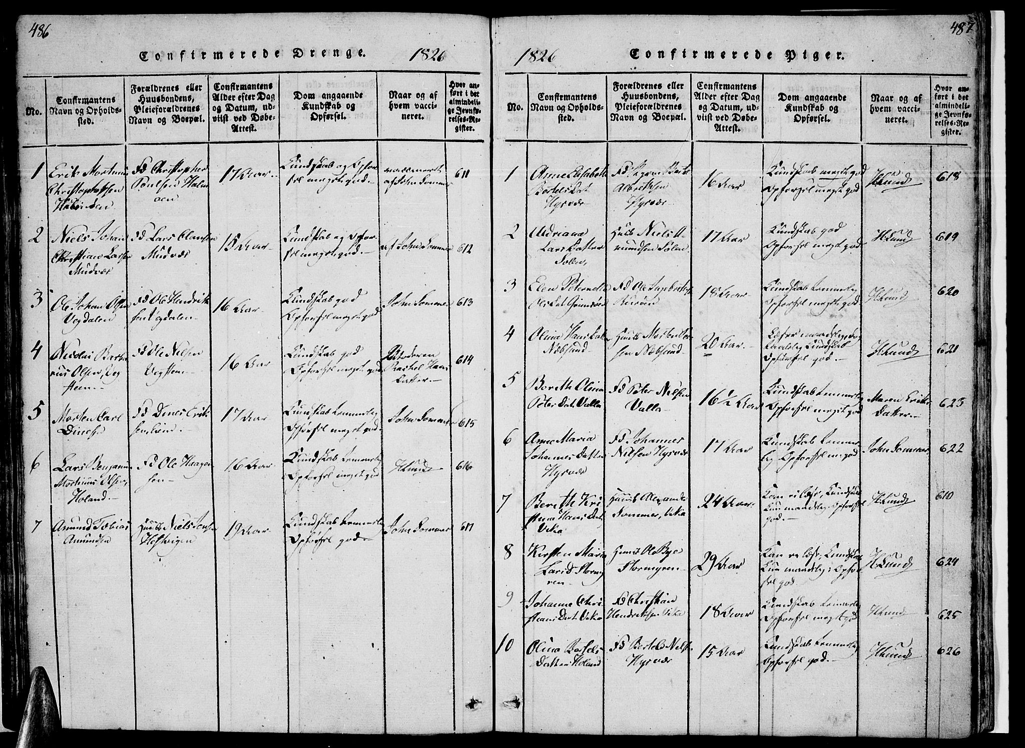 Ministerialprotokoller, klokkerbøker og fødselsregistre - Nordland, AV/SAT-A-1459/816/L0239: Parish register (official) no. 816A05, 1820-1845, p. 486-487