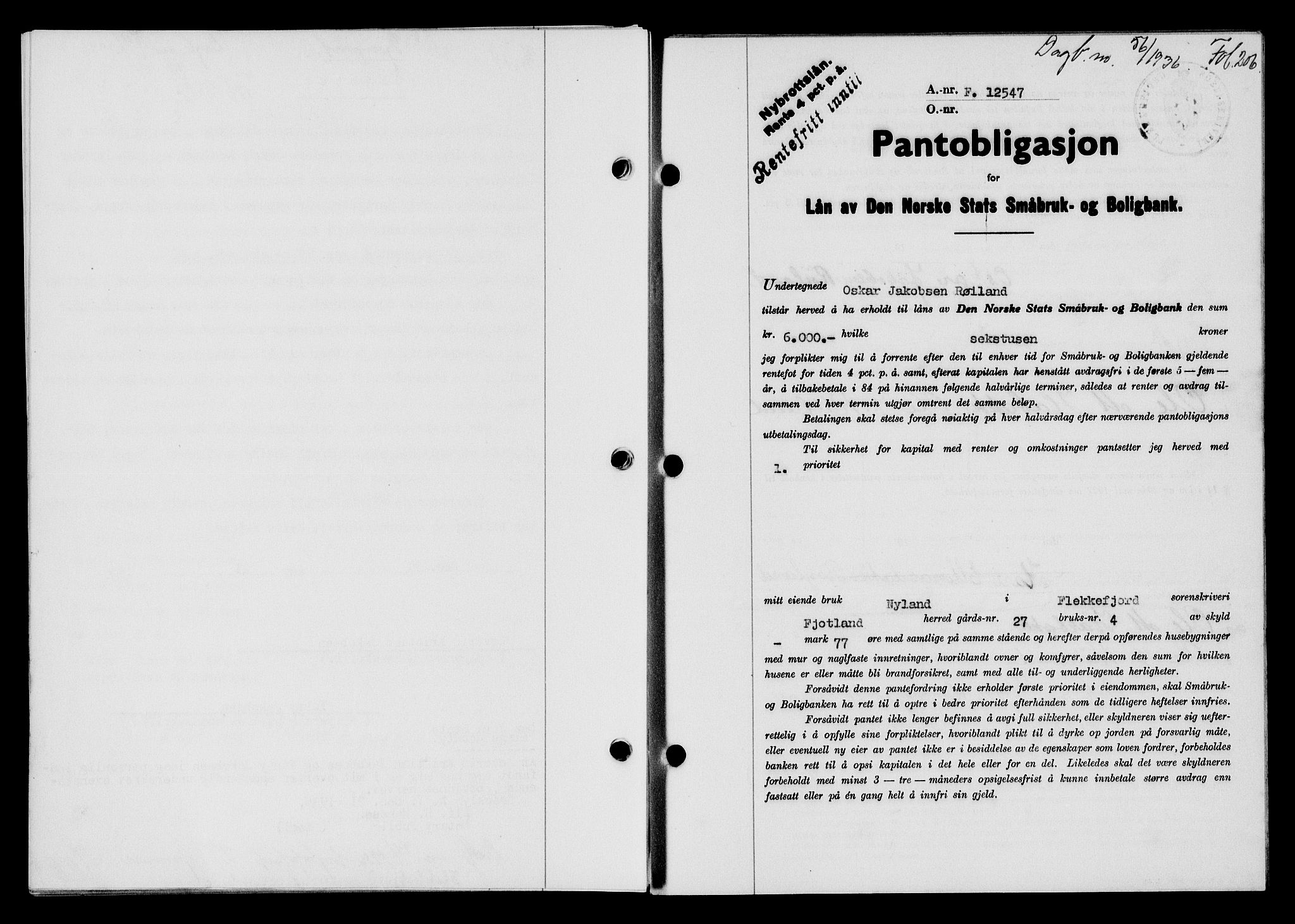 Flekkefjord sorenskriveri, SAK/1221-0001/G/Gb/Gba/L0052: Mortgage book no. 48, 1935-1936, Deed date: 28.01.1936