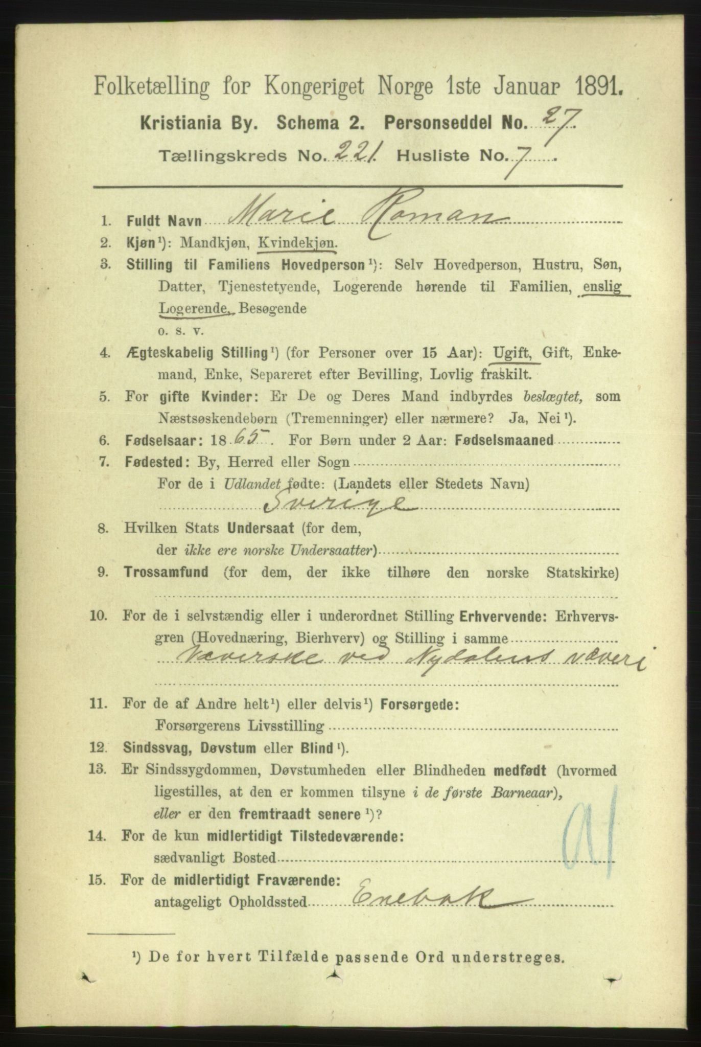 RA, 1891 census for 0301 Kristiania, 1891, p. 132261