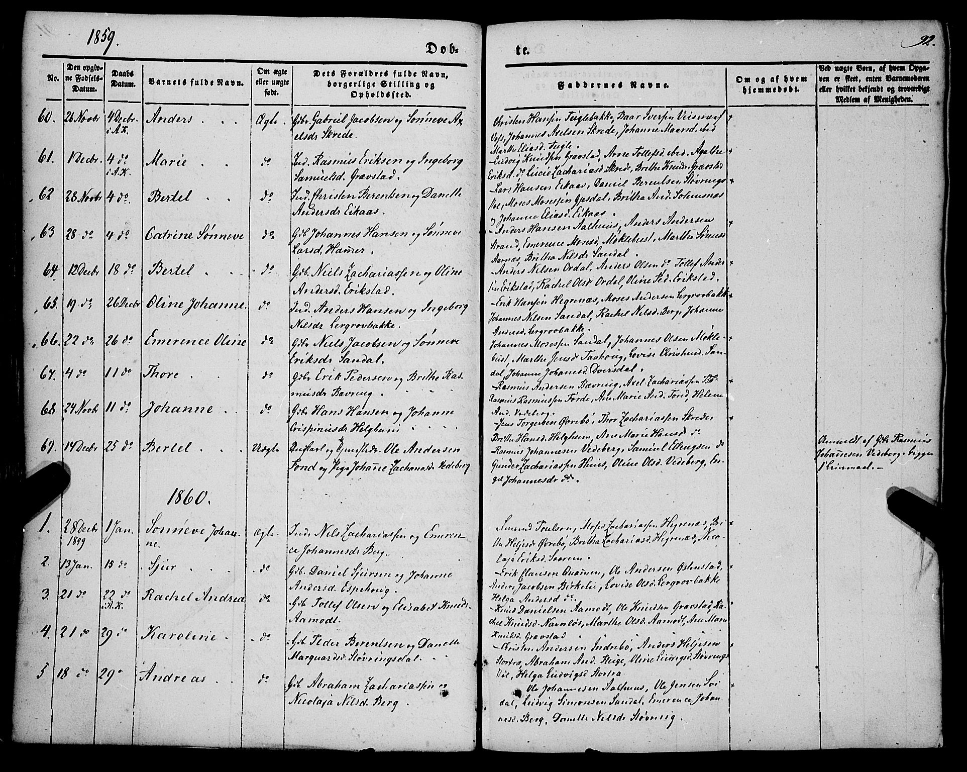 Jølster sokneprestembete, SAB/A-80701/H/Haa/Haaa/L0010: Parish register (official) no. A 10, 1847-1865, p. 92