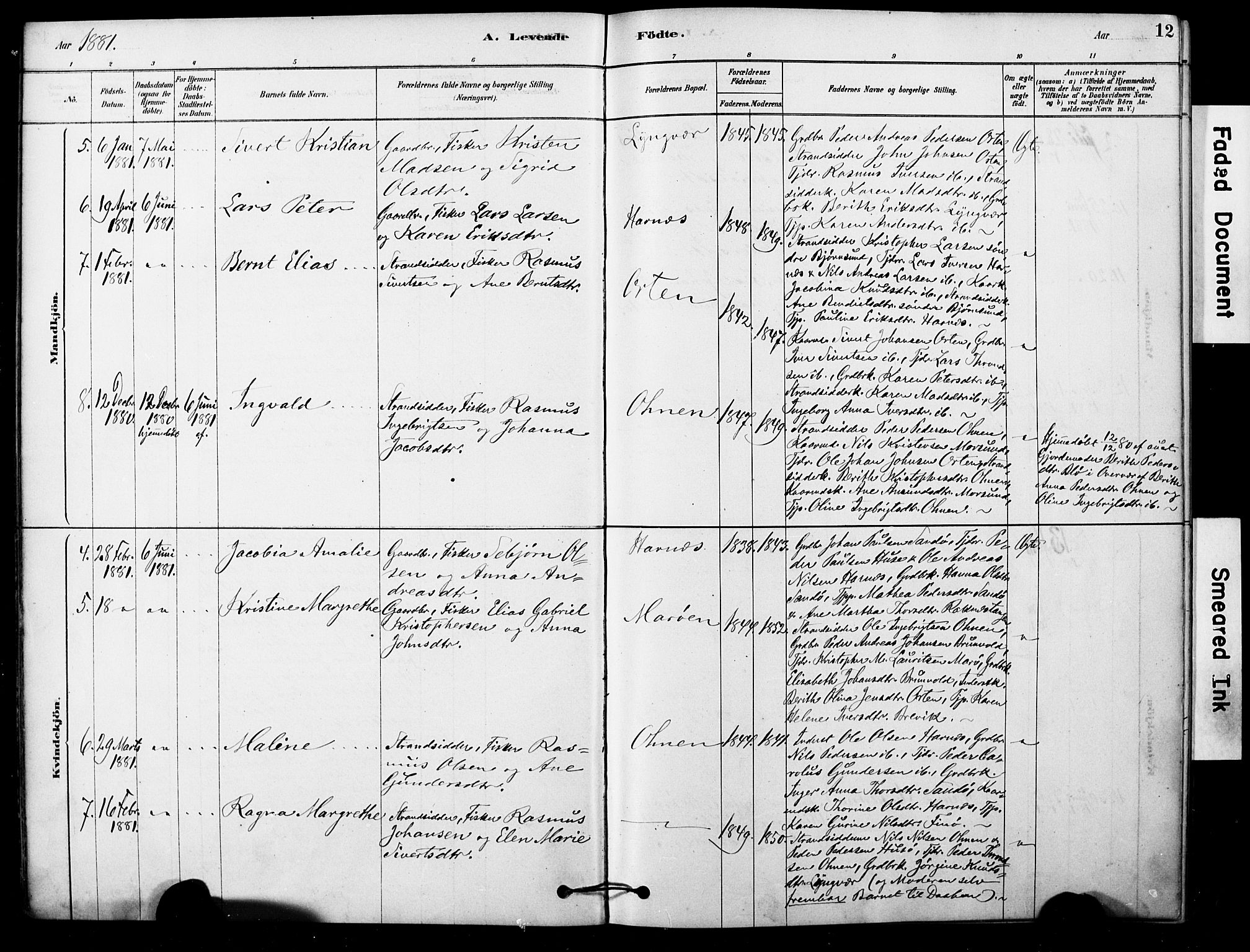 Ministerialprotokoller, klokkerbøker og fødselsregistre - Møre og Romsdal, AV/SAT-A-1454/561/L0729: Parish register (official) no. 561A03, 1878-1900, p. 12