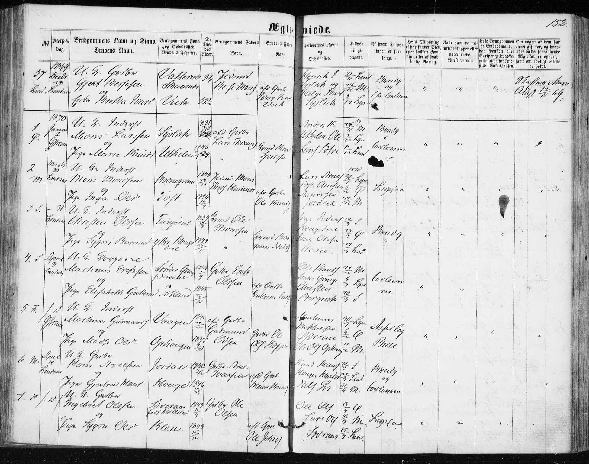 Lindås Sokneprestembete, SAB/A-76701/H/Haa: Parish register (official) no. A 16, 1863-1875, p. 152
