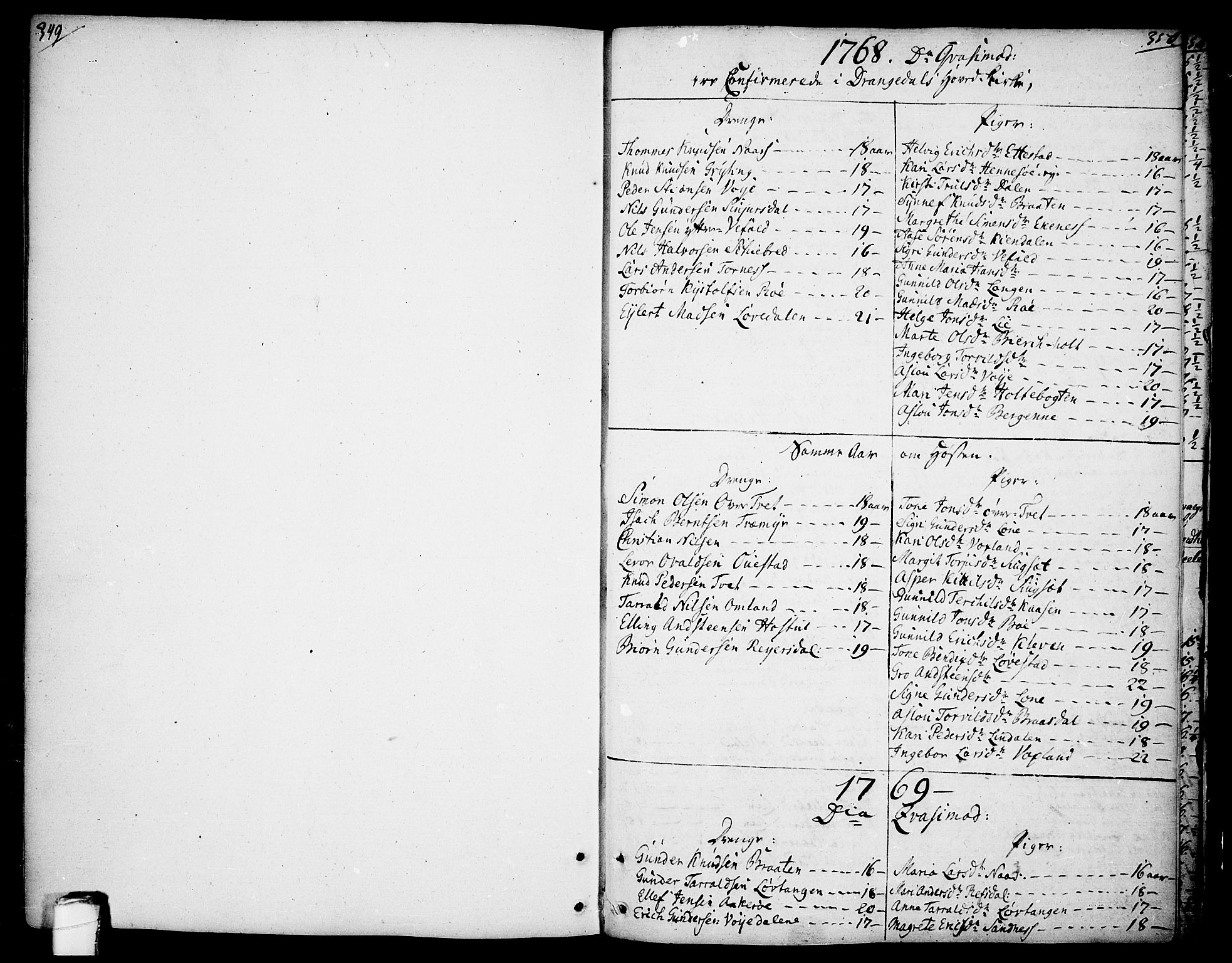 Drangedal kirkebøker, SAKO/A-258/F/Fa/L0003: Parish register (official) no. 3, 1768-1814, p. 349-350