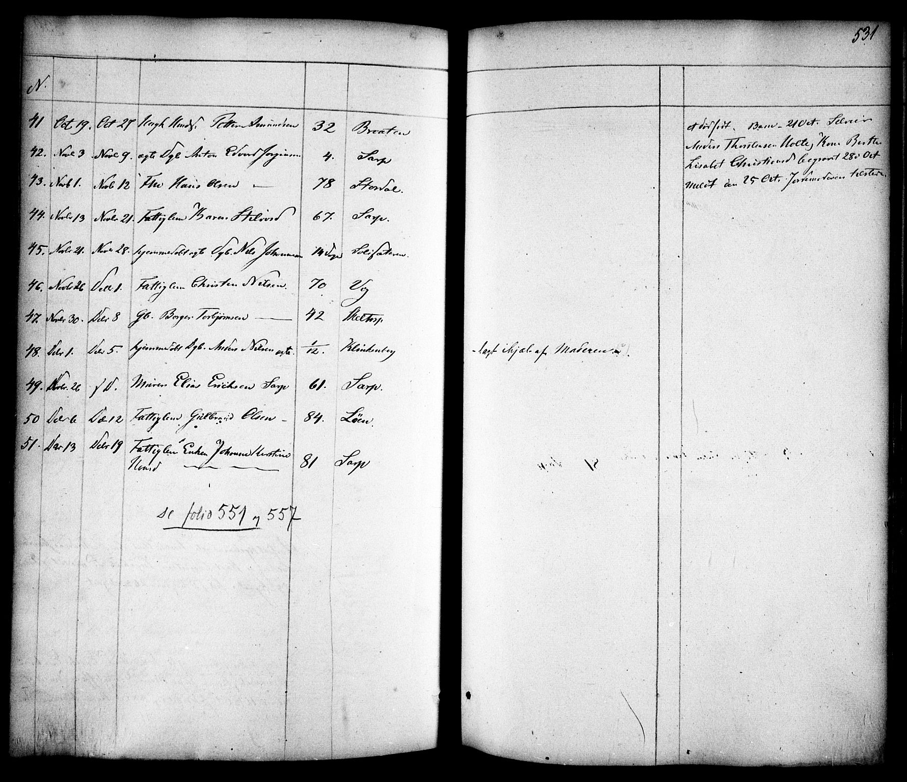 Skjeberg prestekontor Kirkebøker, AV/SAO-A-10923/F/Fa/L0006: Parish register (official) no. I 6, 1846-1858, p. 531