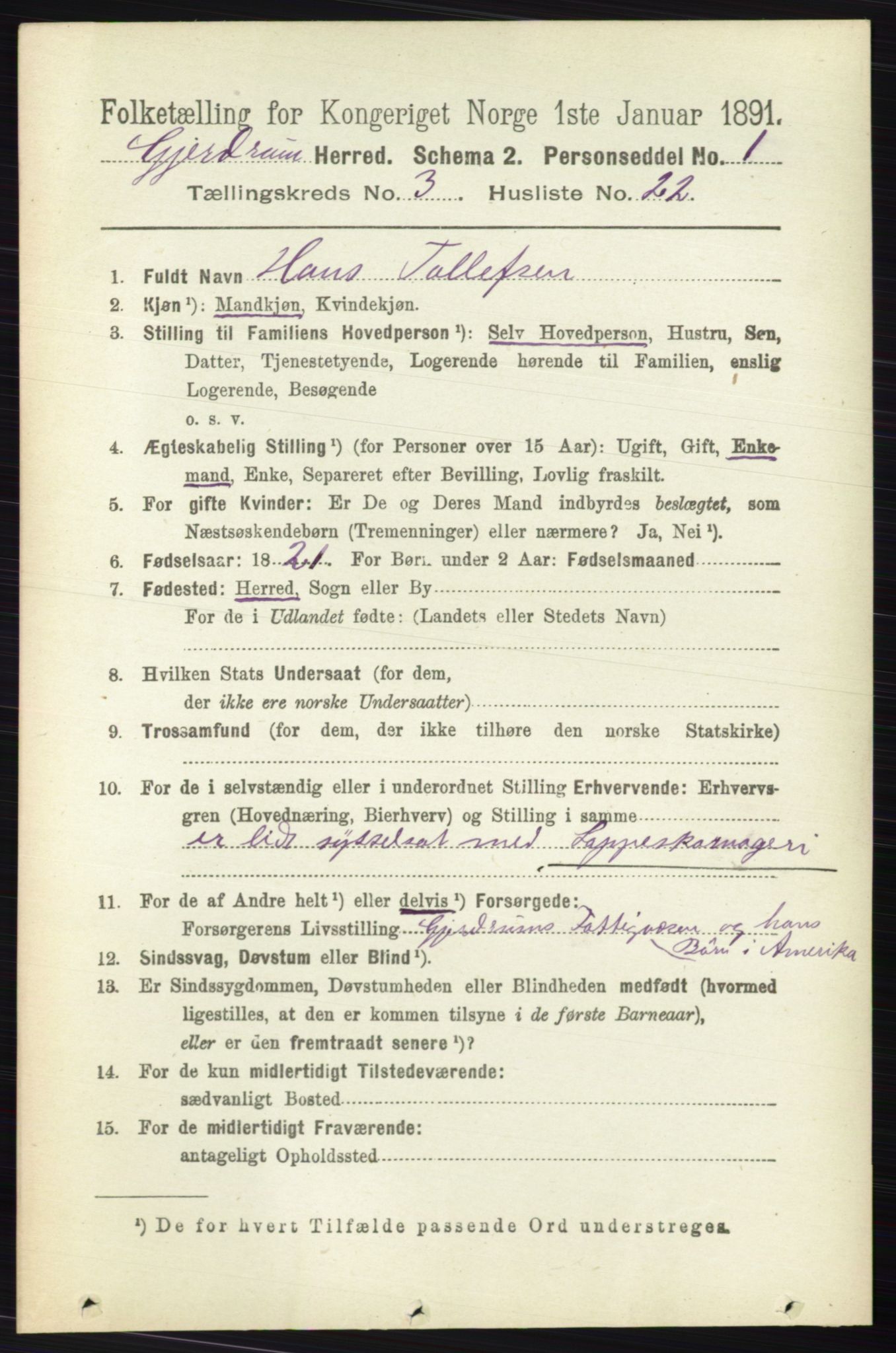 RA, 1891 census for 0234 Gjerdrum, 1891, p. 1378