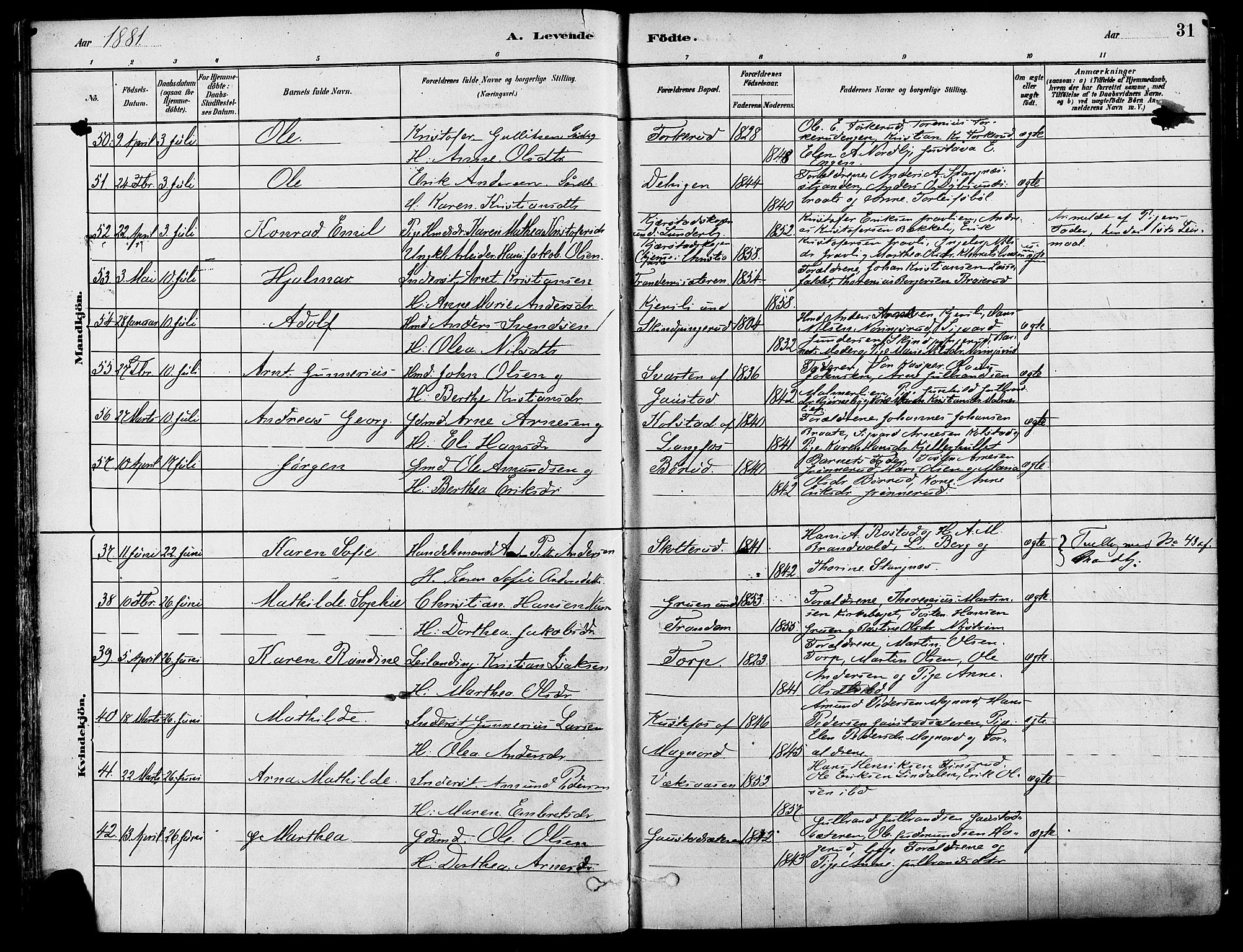 Eidskog prestekontor, SAH/PREST-026/H/Ha/Haa/L0003: Parish register (official) no. 3, 1879-1892, p. 31