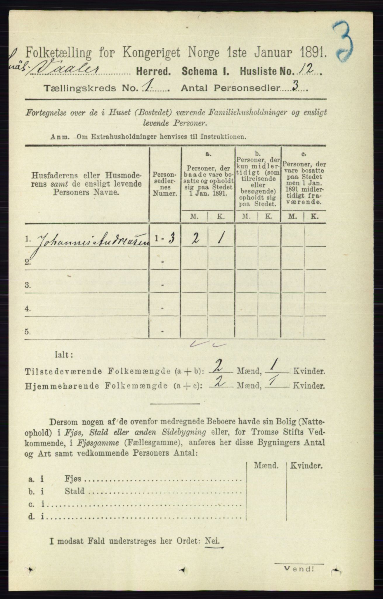 RA, 1891 census for 0137 Våler, 1891, p. 32
