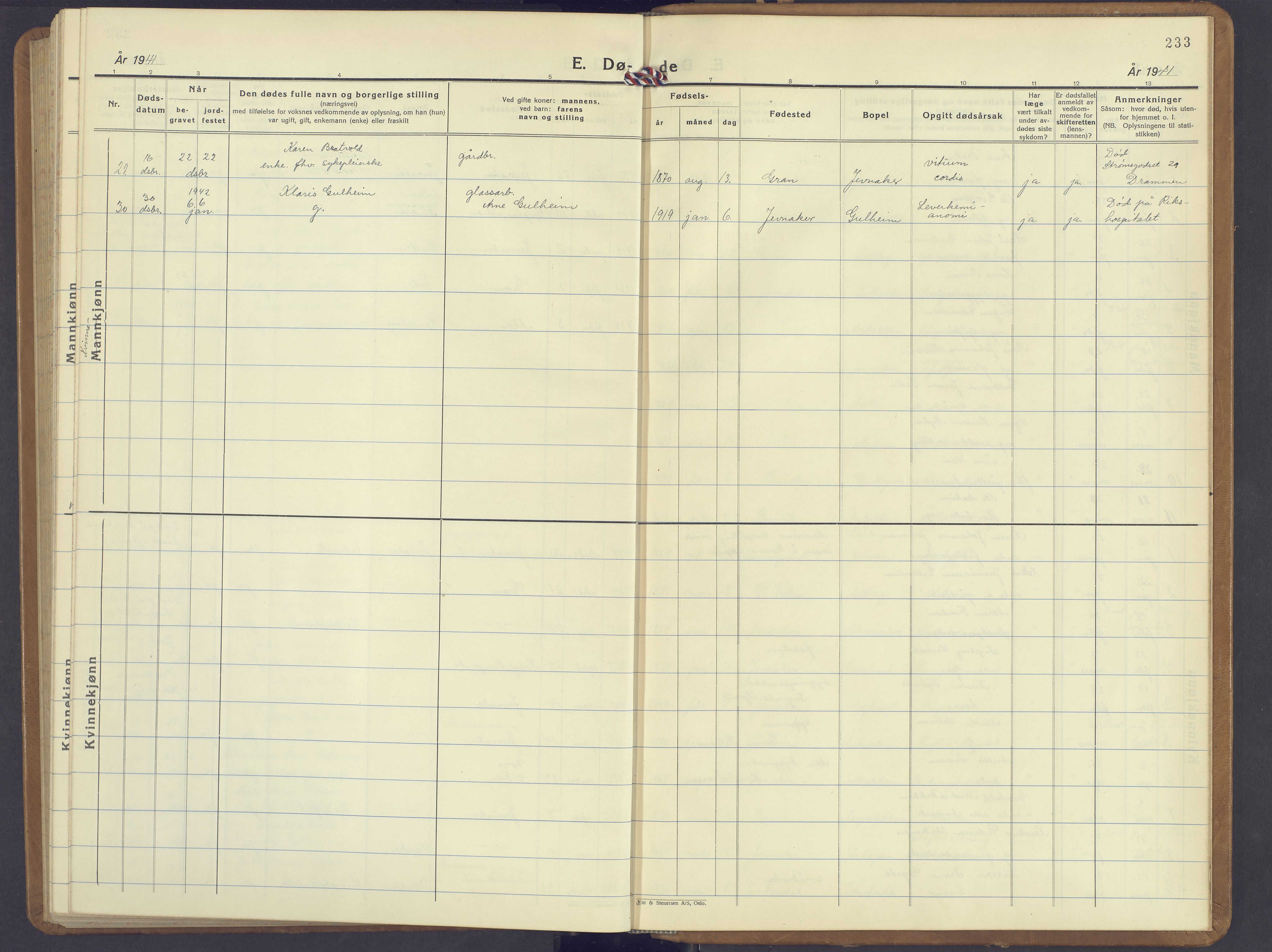 Jevnaker prestekontor, AV/SAH-PREST-116/H/Ha/Hab/L0006: Parish register (copy) no. 6, 1930-1945, p. 233