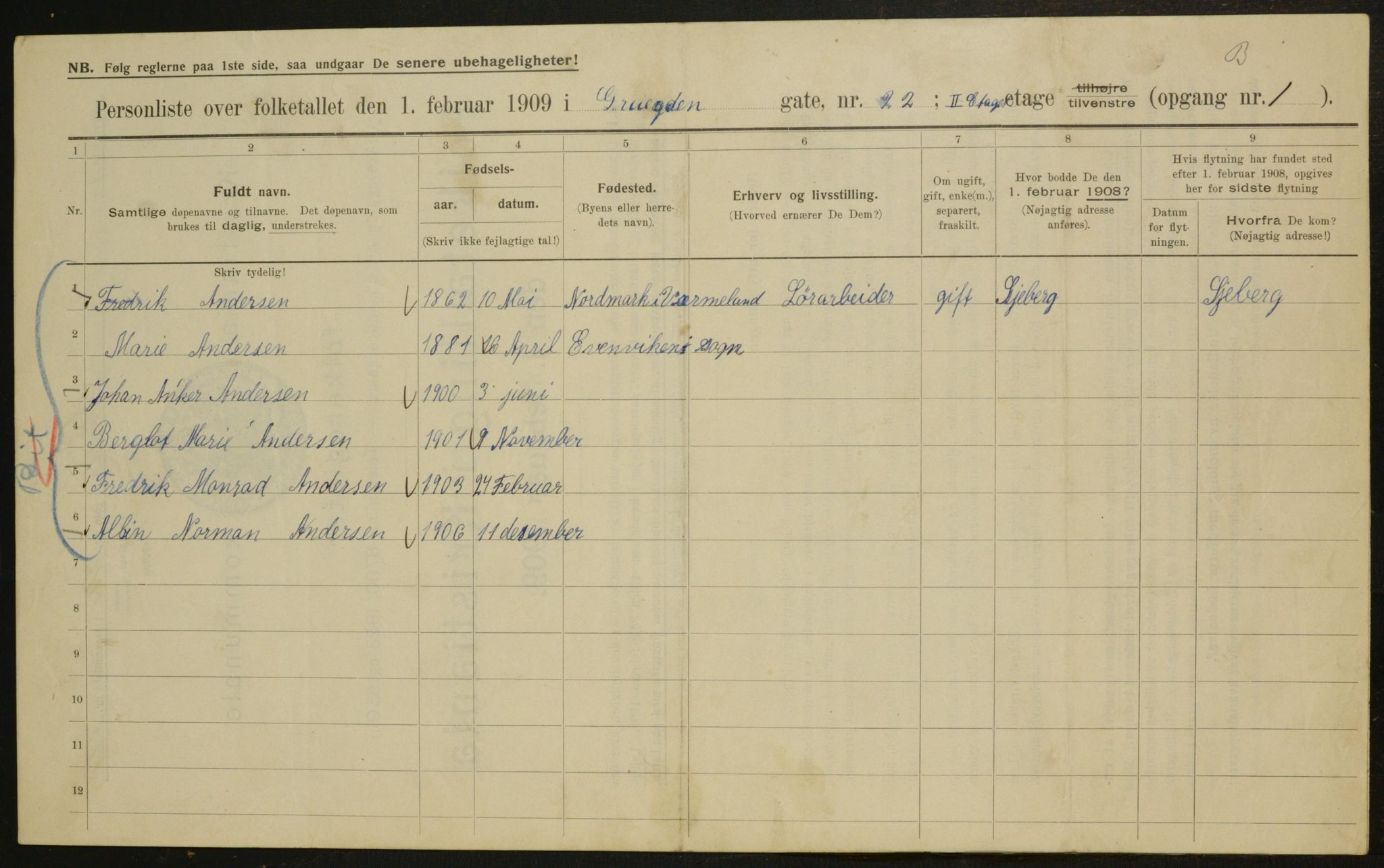 OBA, Municipal Census 1909 for Kristiania, 1909, p. 27814